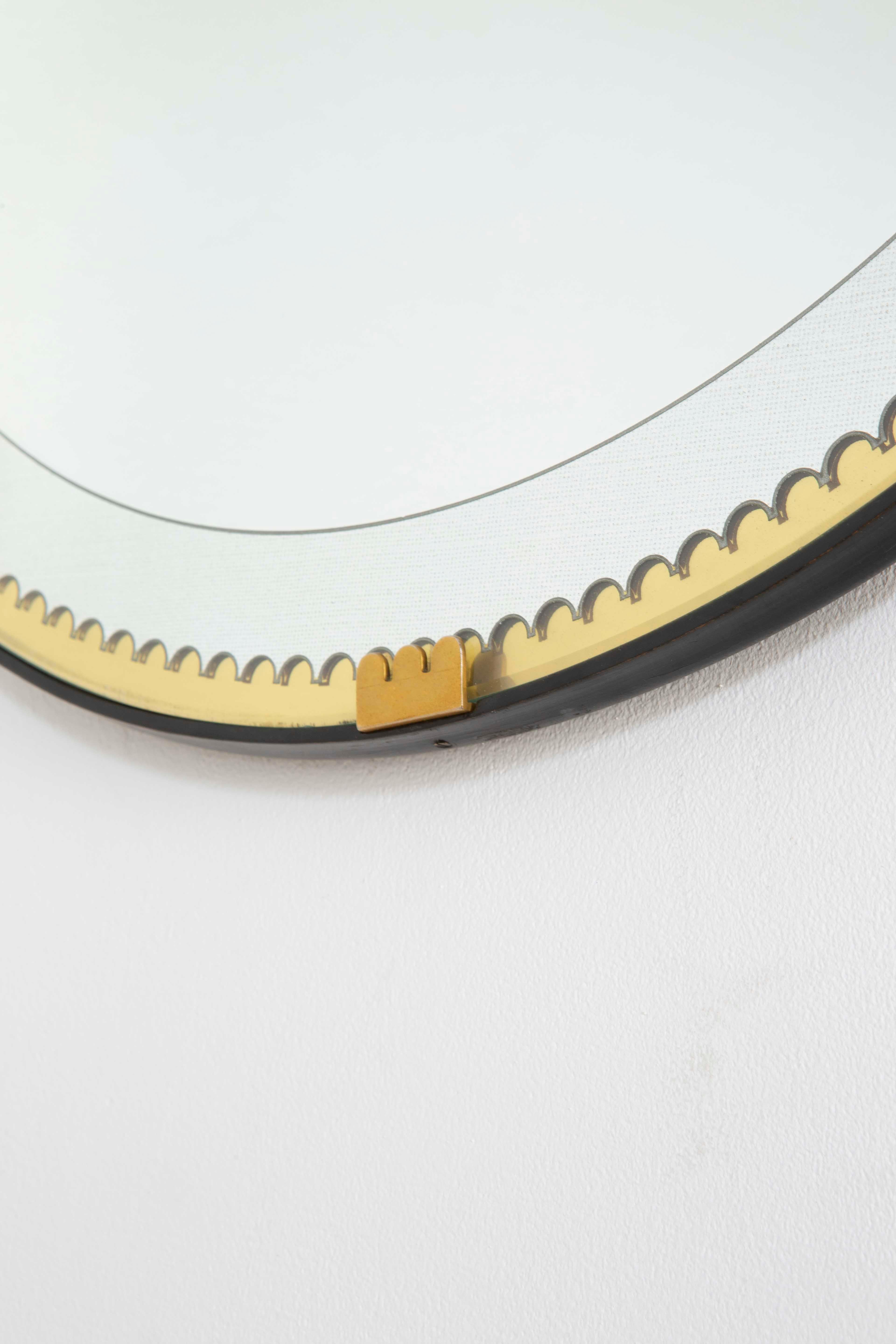 20th Century, Pietro Chiesa Wall Mirror with Copper Frame Galvanit Fontana, 40s en vente 4