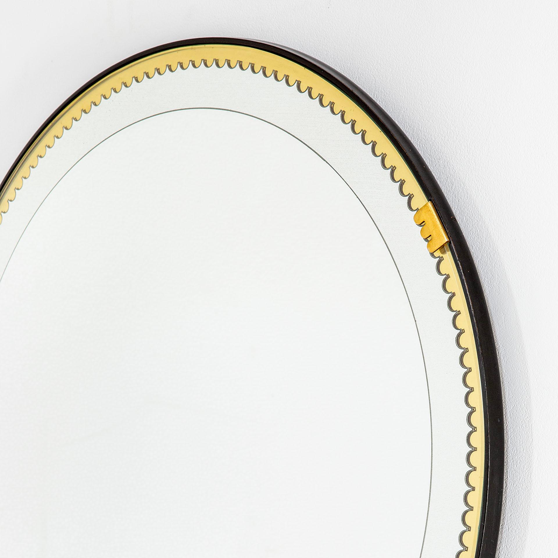 Mid-Century Modern 20th Century Pietro Chiesa Wall Mirror with Copper Frame Galvanit Fontana, 40s For Sale