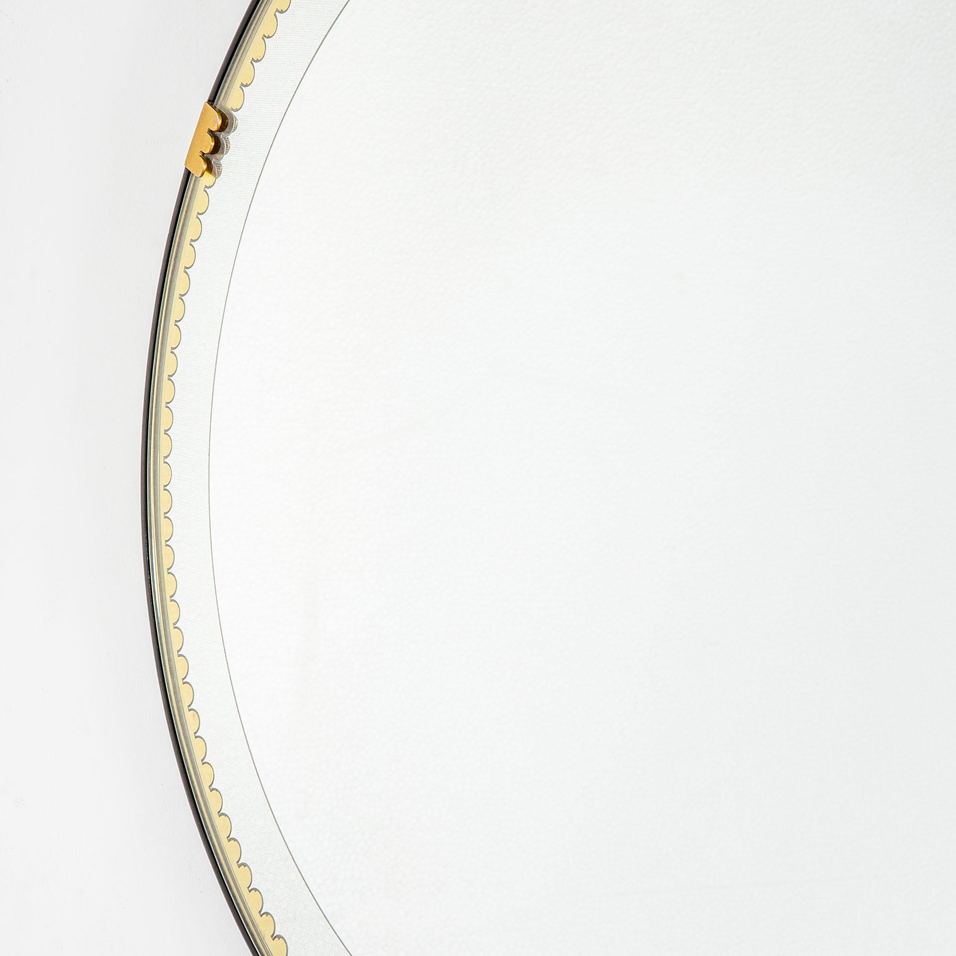 italien 20th Century, Pietro Chiesa Wall Mirror with Copper Frame Galvanit Fontana, 40s en vente