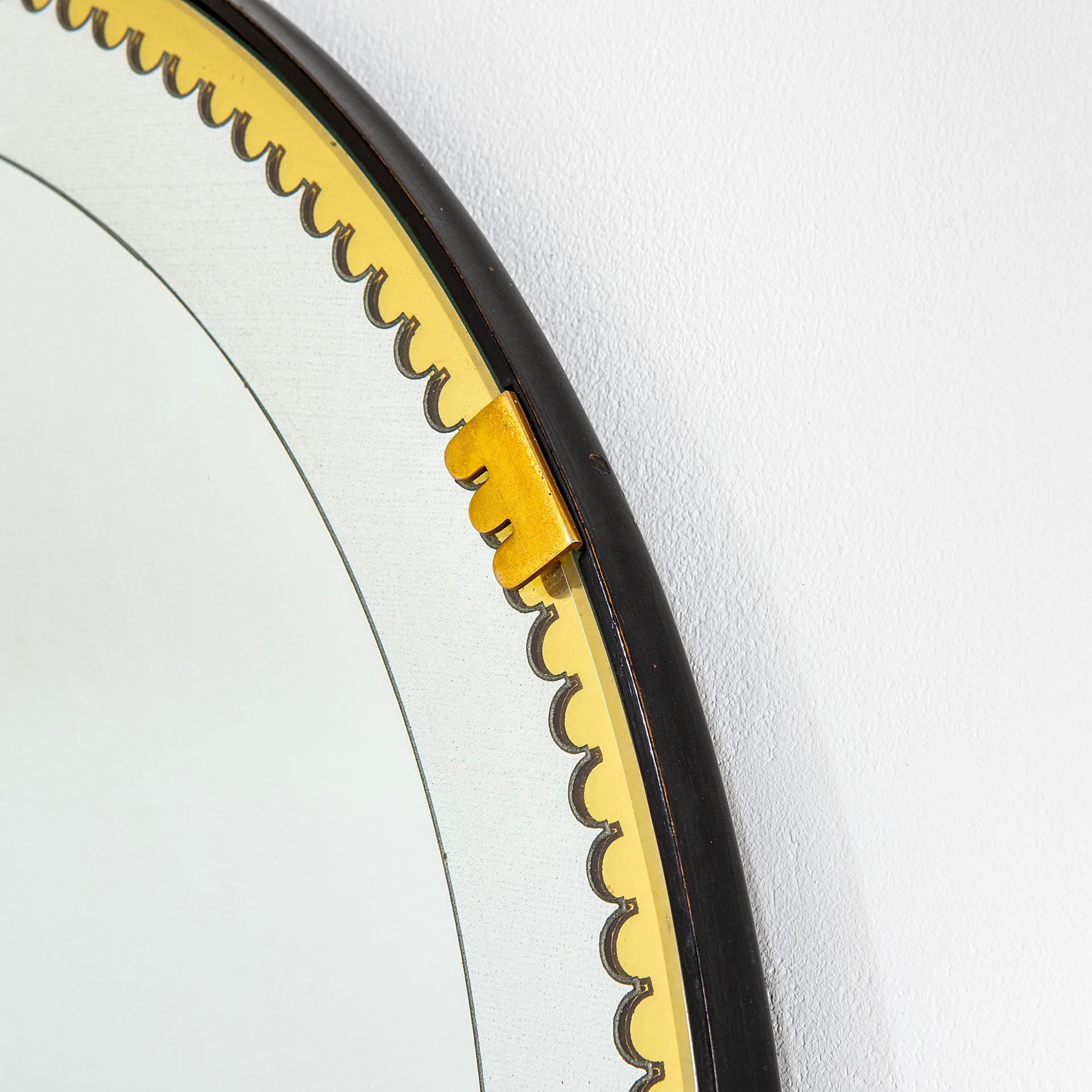 20th Century, Pietro Chiesa Wall Mirror with Copper Frame Galvanit Fontana, 40s Bon état - En vente à Turin, Turin