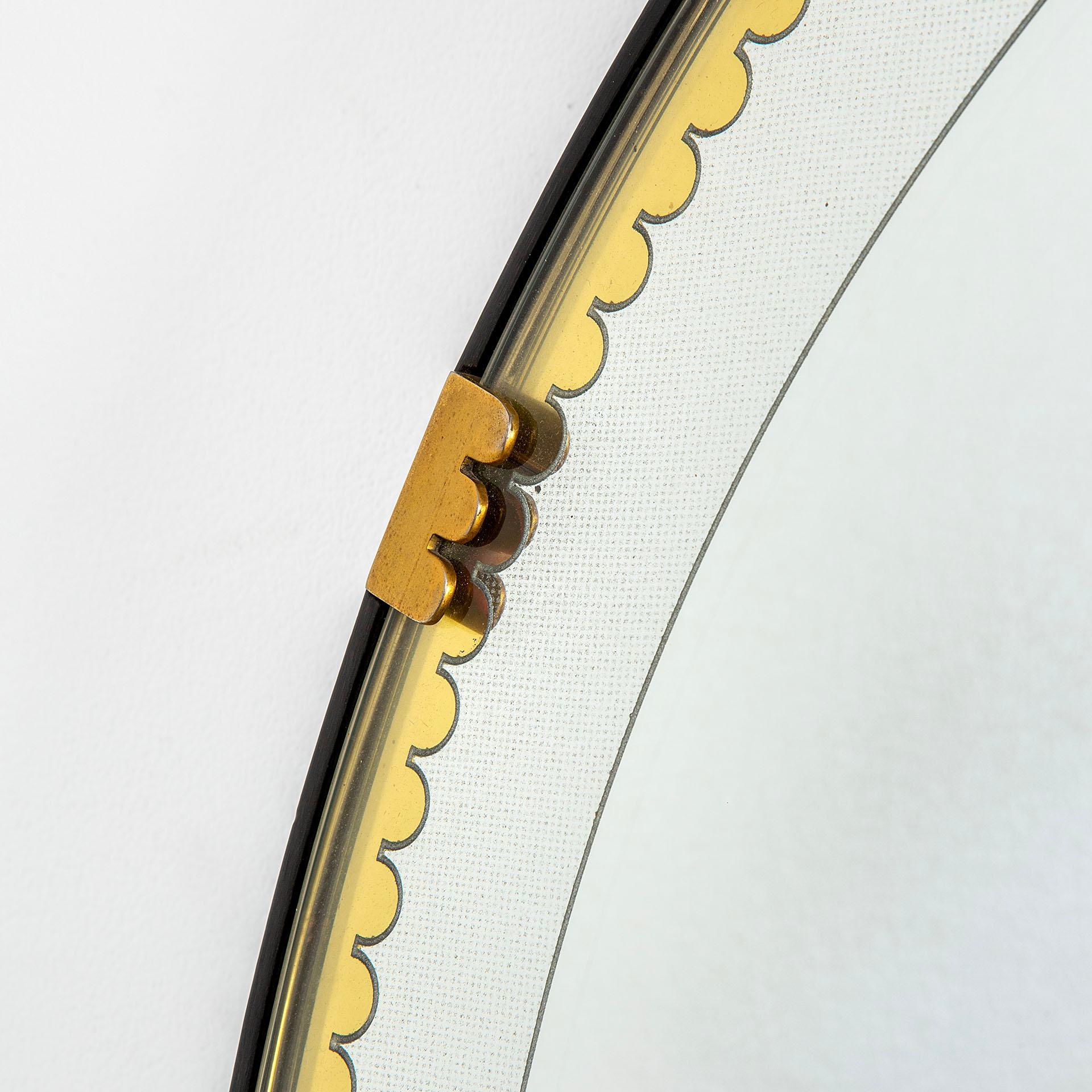 Milieu du XXe siècle 20th Century, Pietro Chiesa Wall Mirror with Copper Frame Galvanit Fontana, 40s en vente