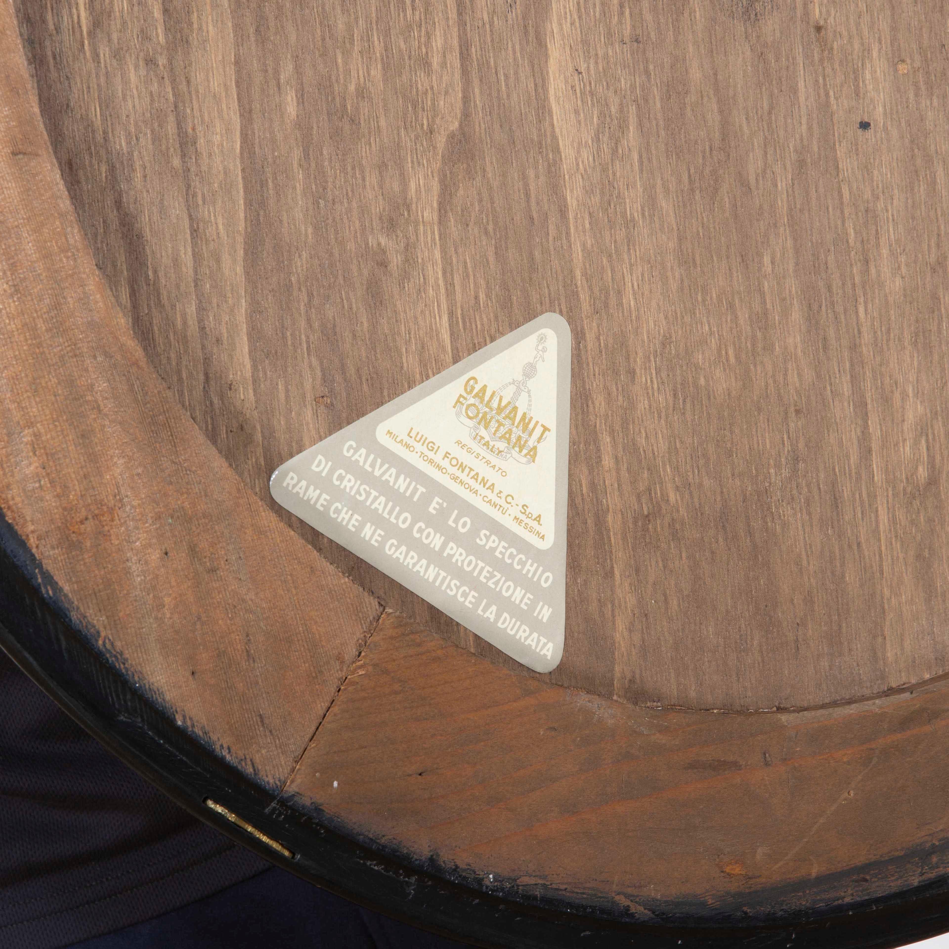 Cuivre 20th Century, Pietro Chiesa Wall Mirror with Copper Frame Galvanit Fontana, 40s en vente