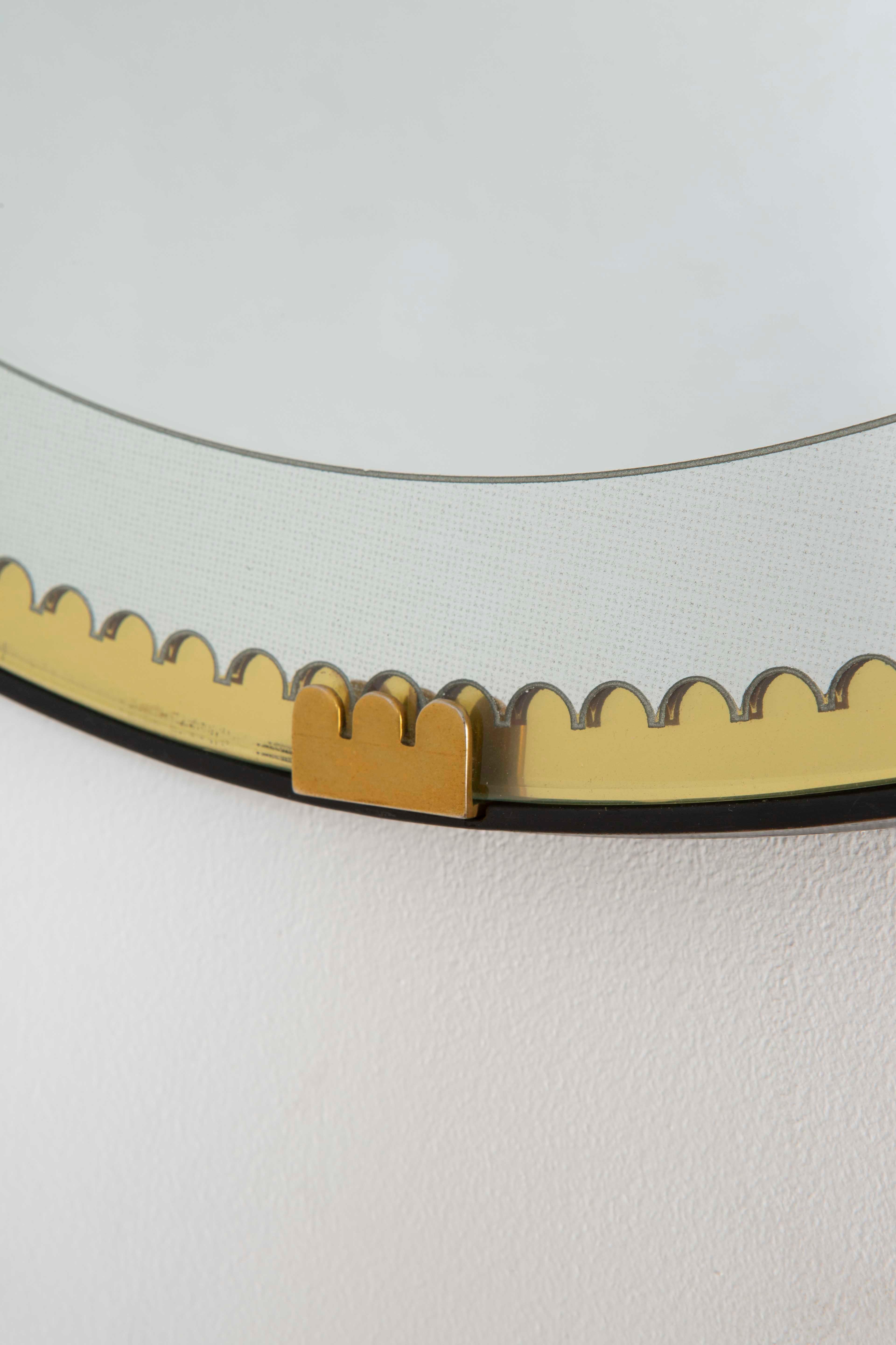 20th Century, Pietro Chiesa Wall Mirror with Copper Frame Galvanit Fontana, 40s en vente 2