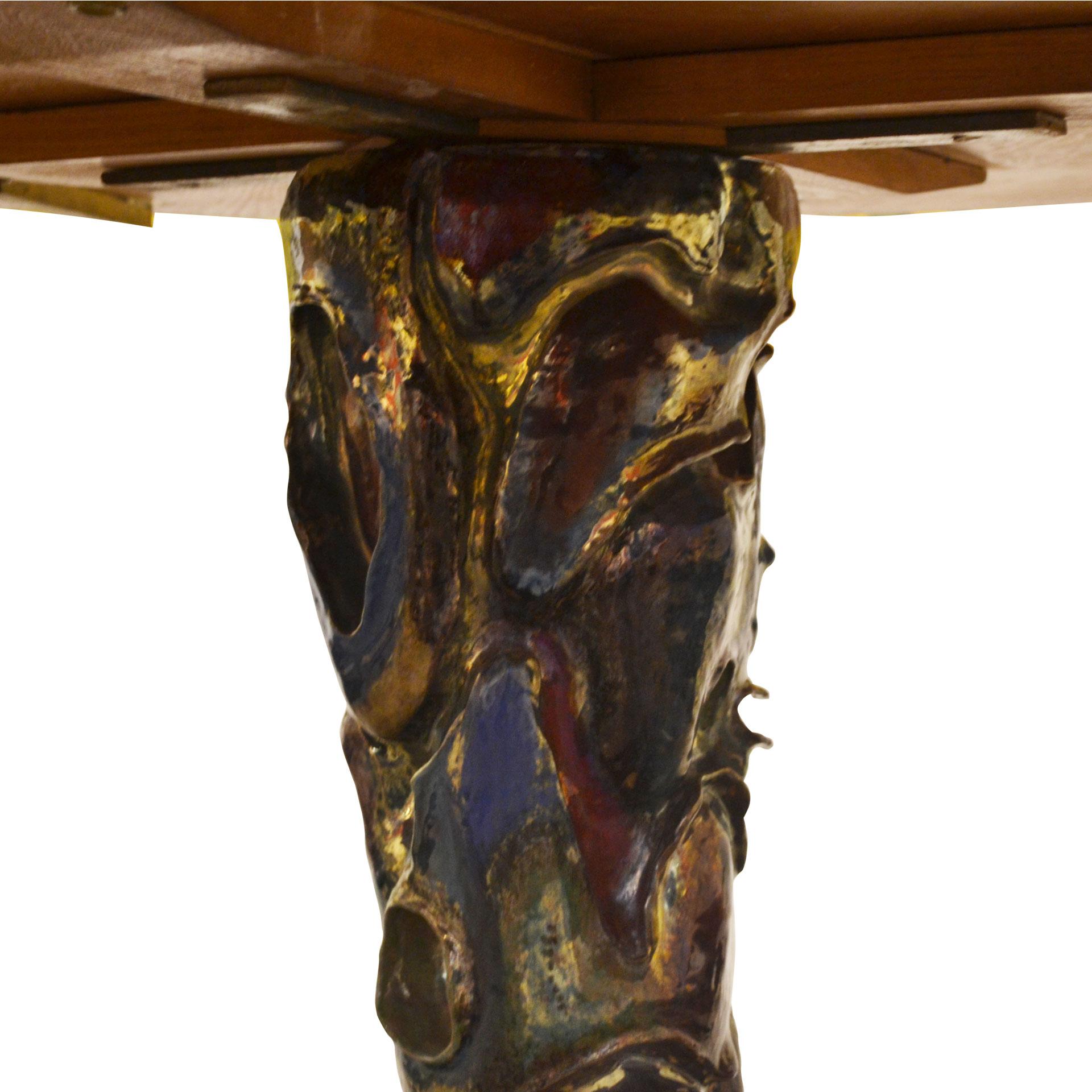 Italian 20th Century Pietro Melandri & Melchiorre Bega Round Wood and Ceramic Table