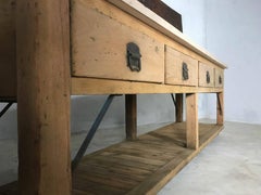 20th Century Pine and Beech Baker's Table Kitchen Island Worktable Sideboard
