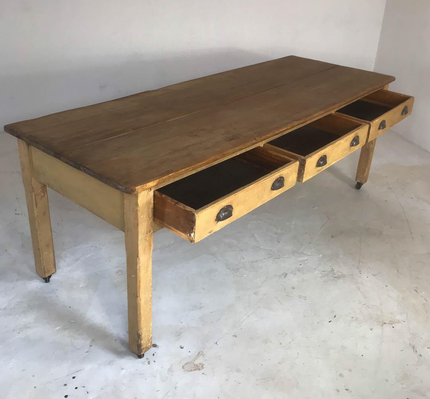 20th Century Pine Baker's Table or Kitchen Table or Farmhouse Dining Table 5