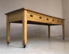 20th Century Pine Baker's Table or Kitchen Table or Farmhouse Dining Table