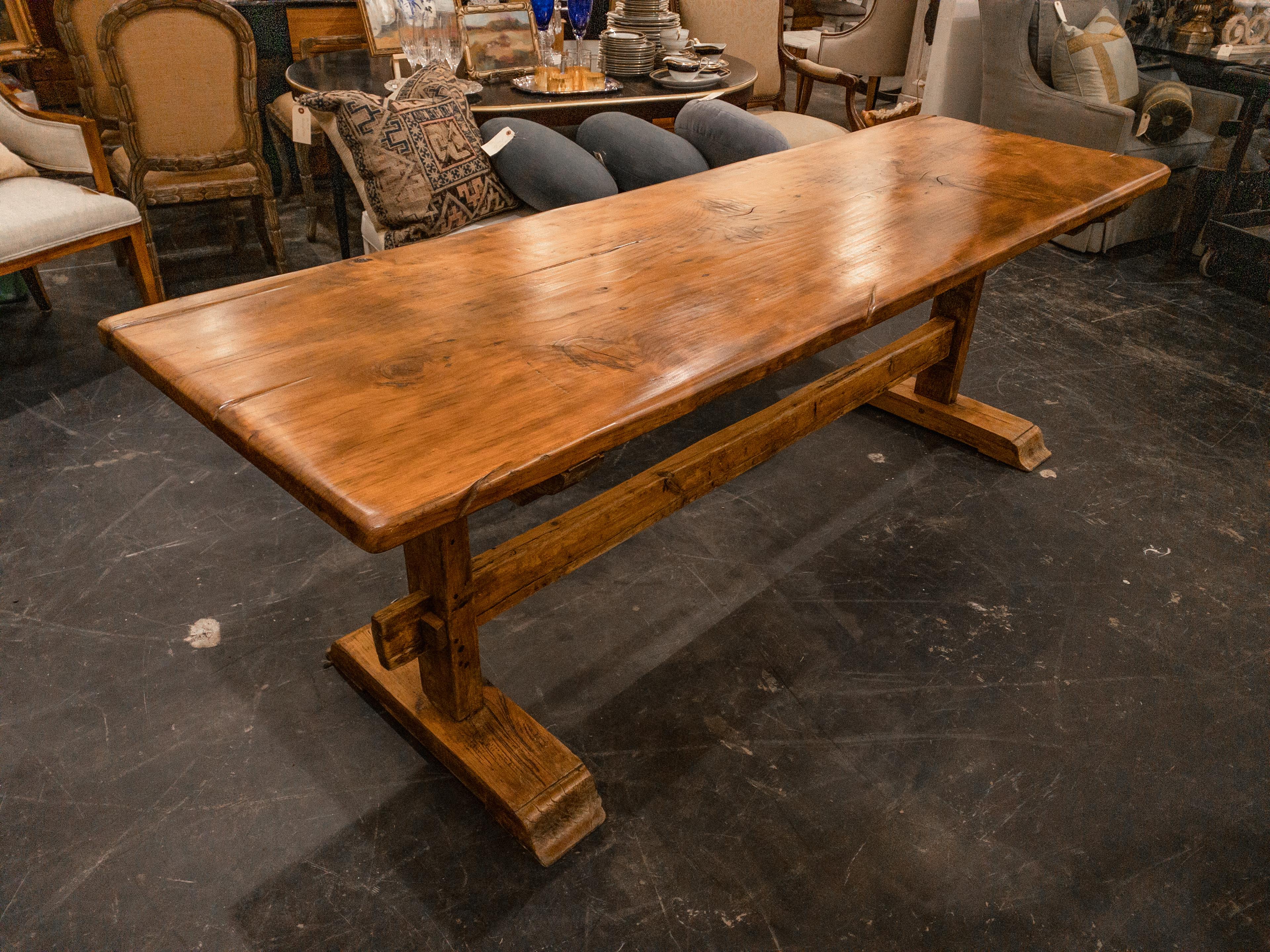 Industrial 20th Century Pine Trestle Table