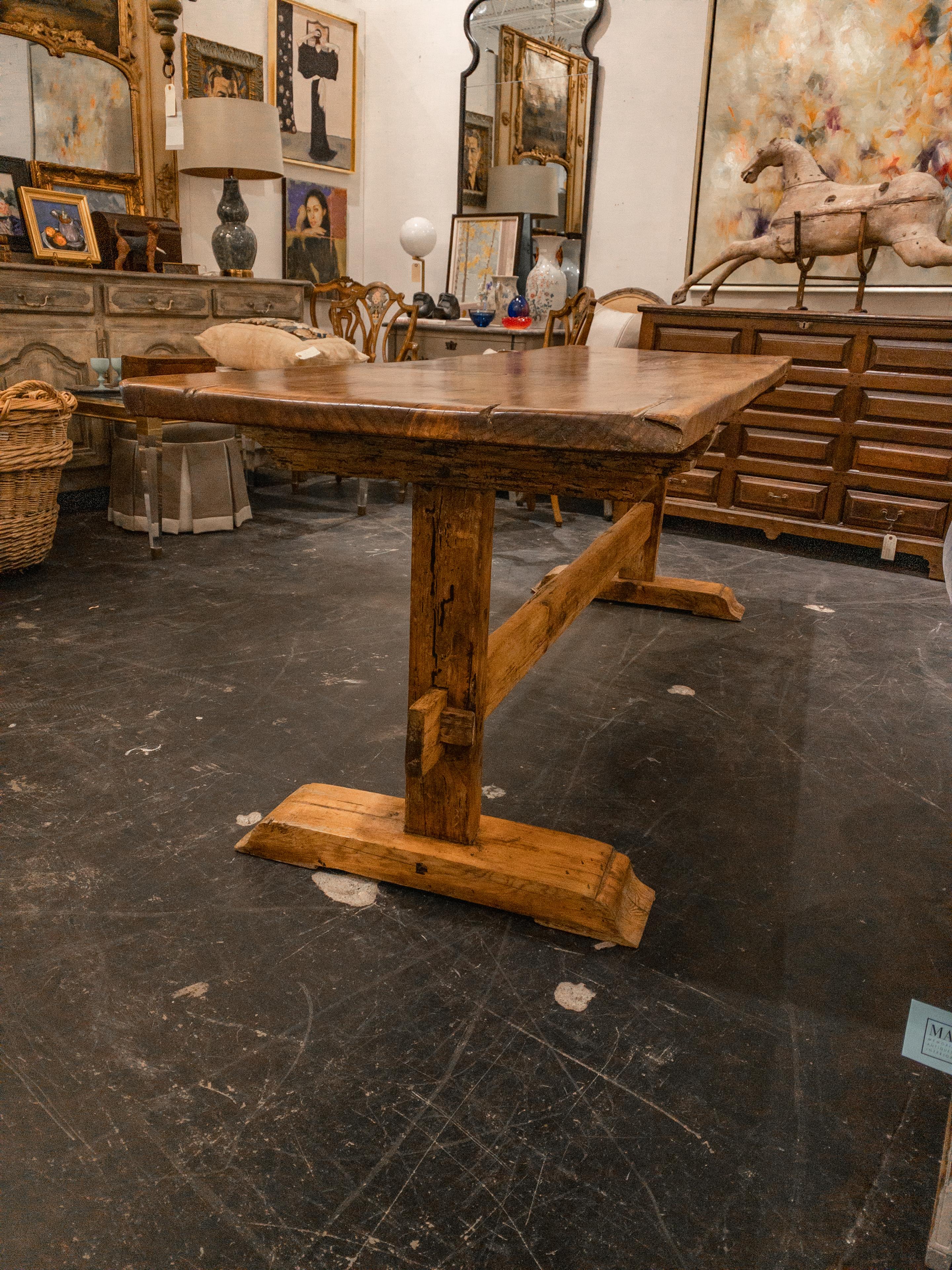 20th Century Pine Trestle Table In Good Condition In Houston, TX