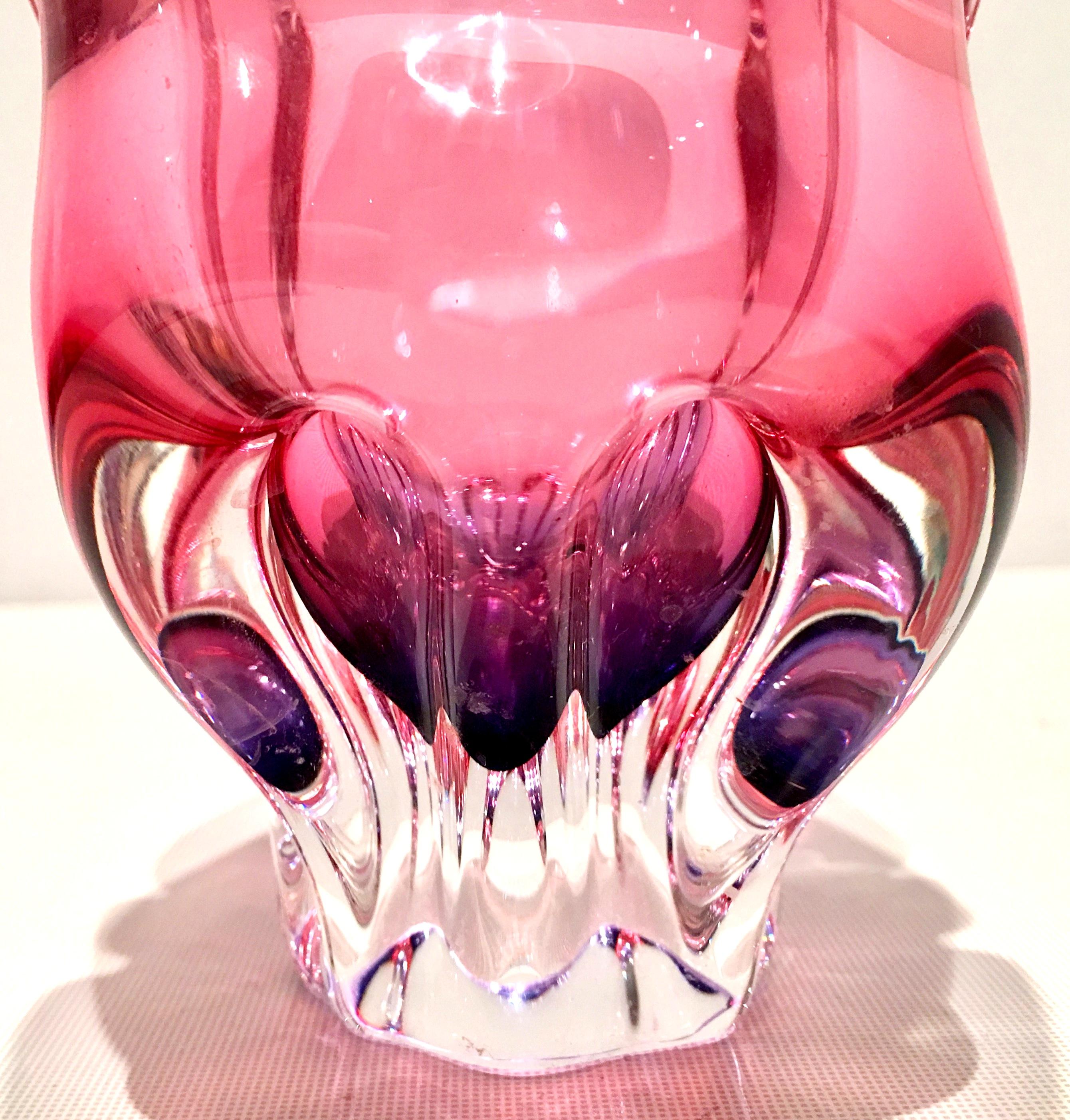 20th Century Pink and Amethyst Art Glass Organic Heart Form Bowl For Sale 6