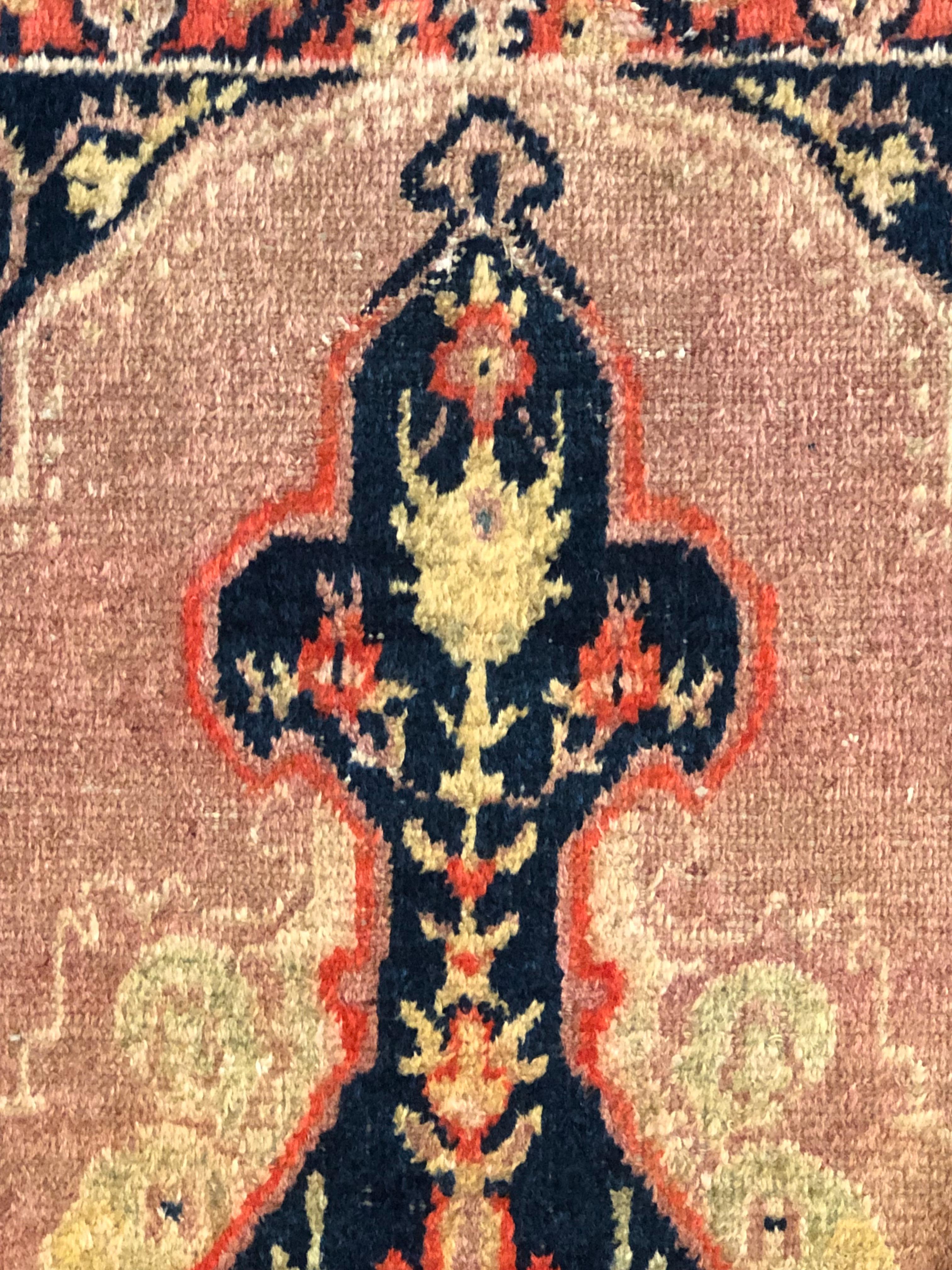 20th Century Pink and Blue Floreal with Medallion Samarkand Rug, Ca 1920 For Sale 6