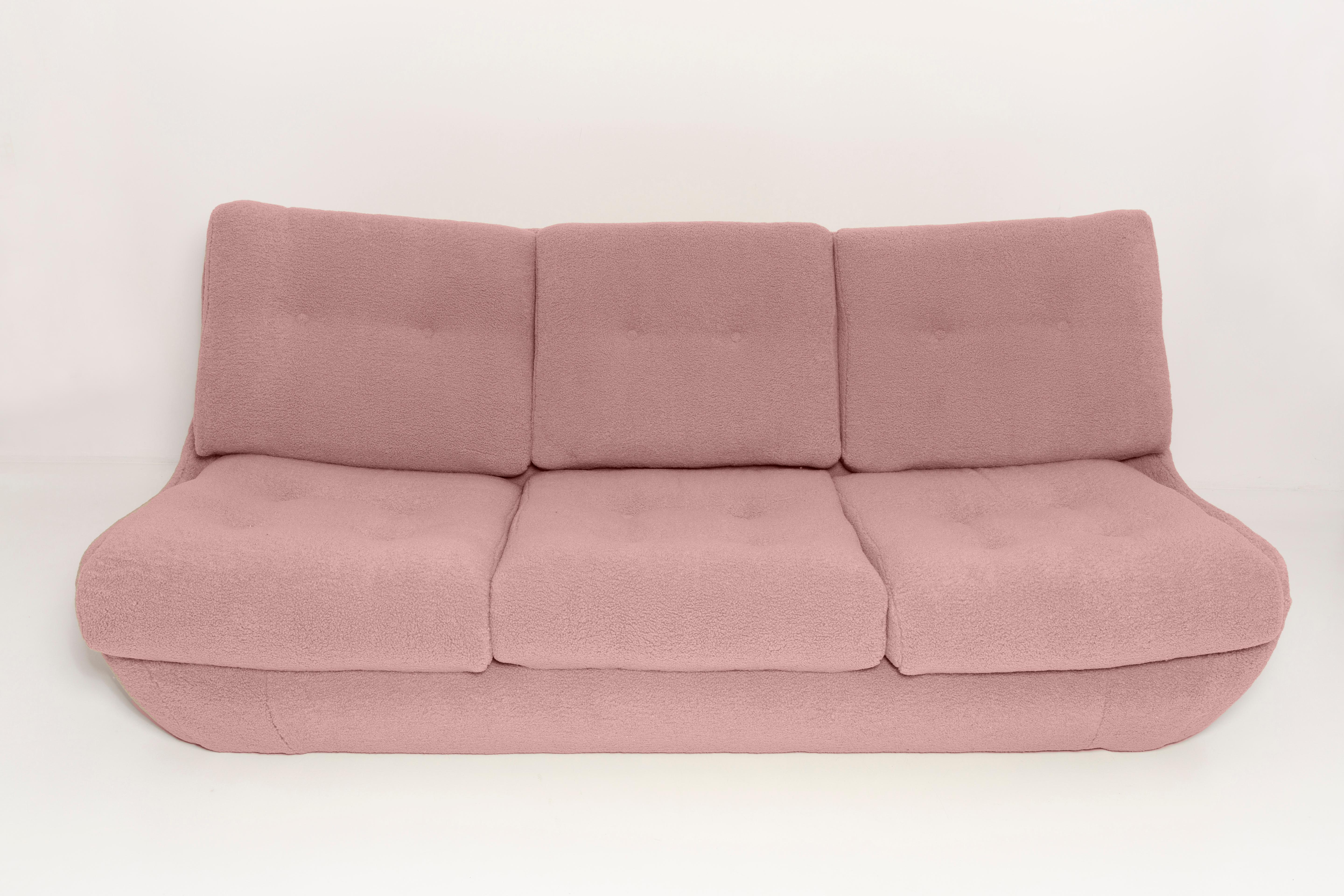 pink boucle couch
