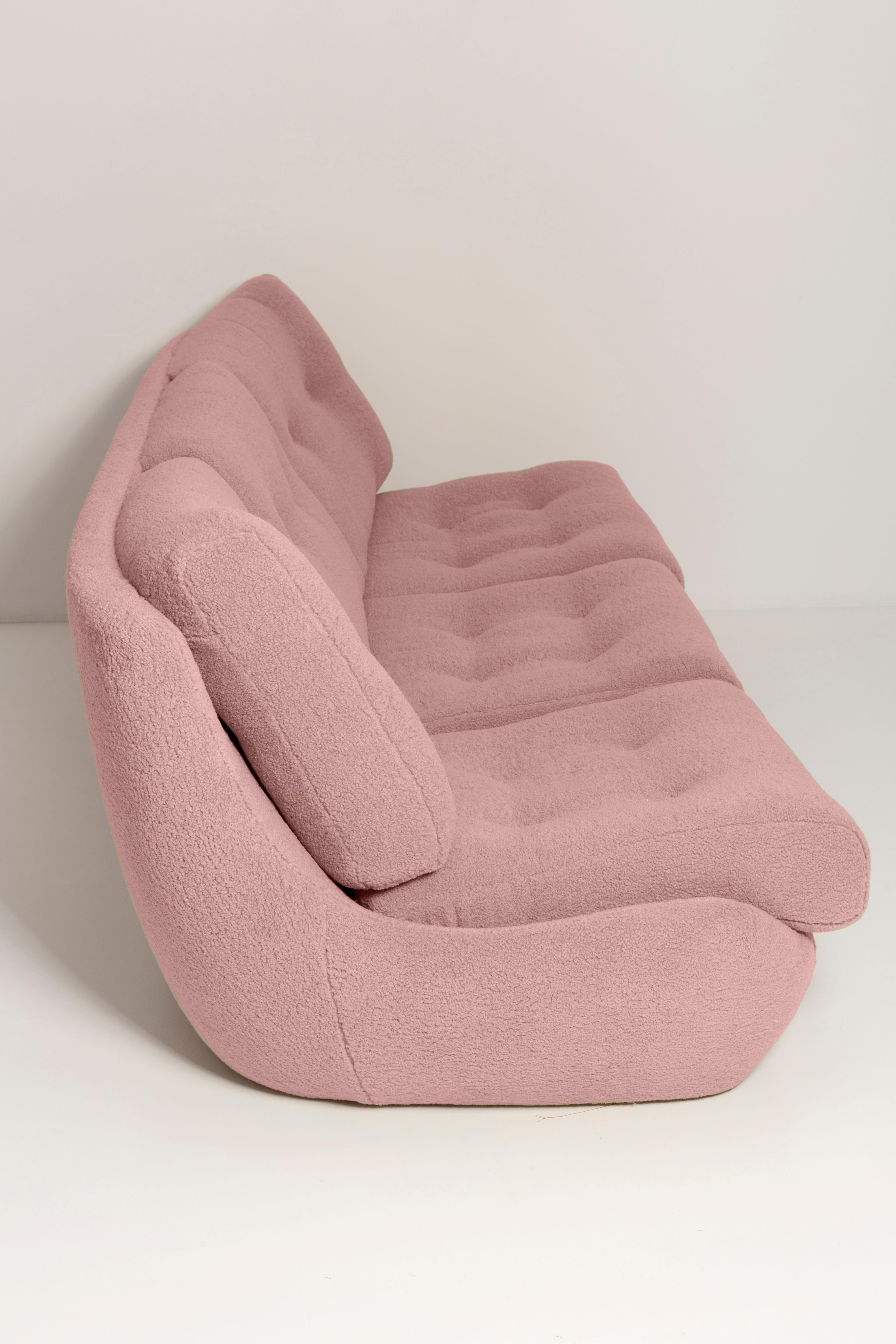 Czech 20th Century Pink Blush Boucle Atlantis Sofa, Europe, 1960s For Sale