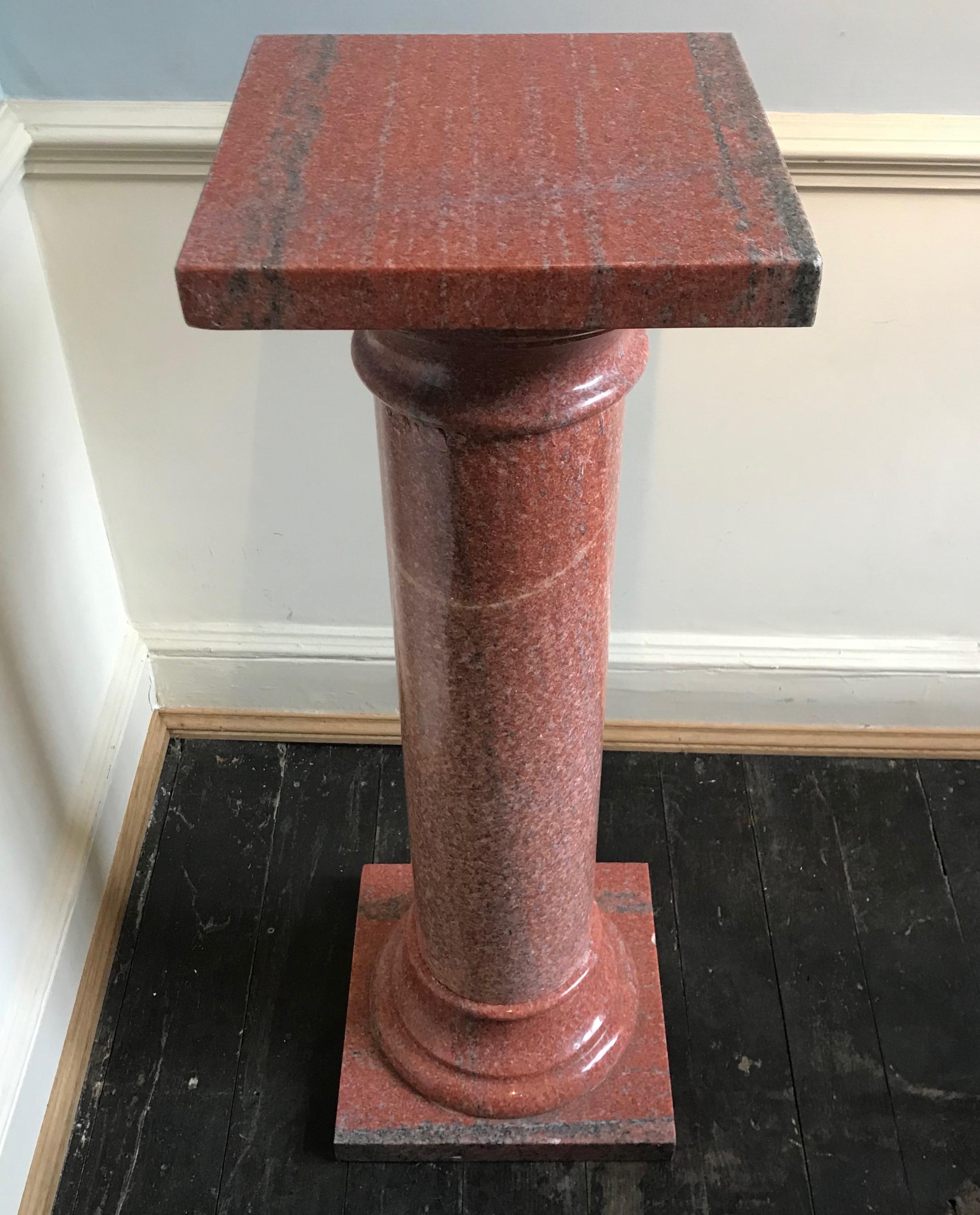 Victorian 20th Century Pink Marble Column of Good Proportions For Sale
