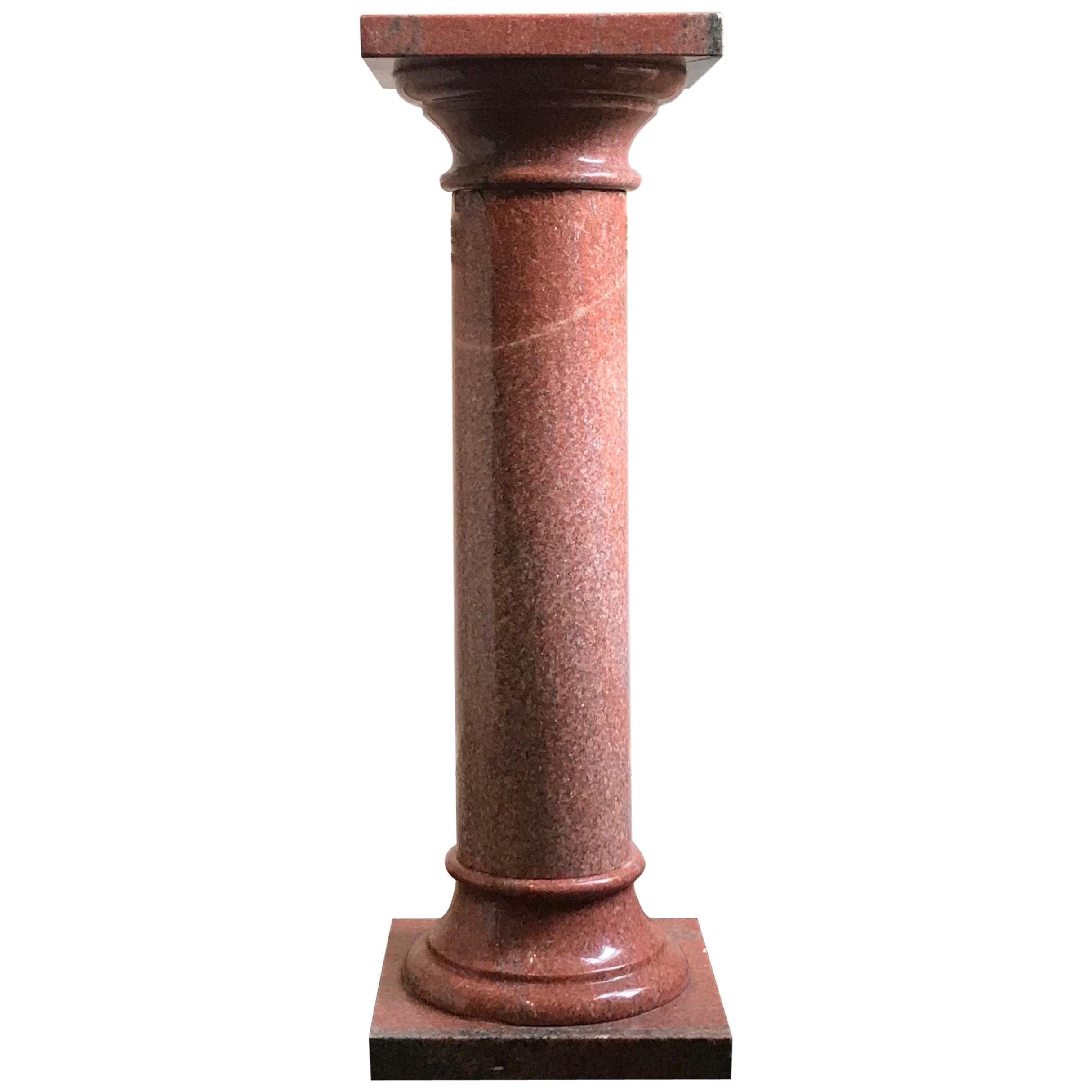 20th Century Pink Marble Column of Good Proportions For Sale