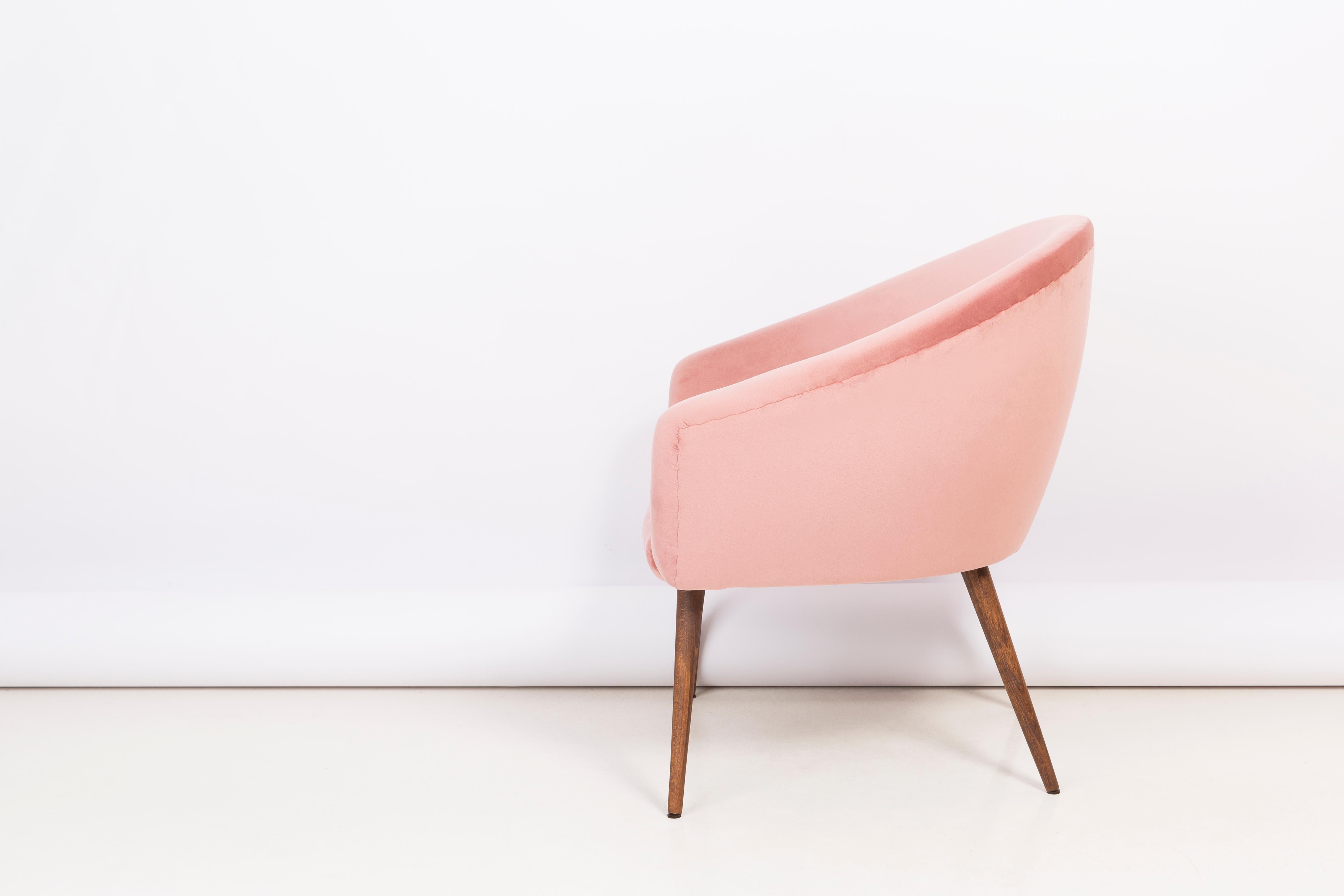 German 20th Century Pink Velvet Shell Club Armchair, 1960s For Sale