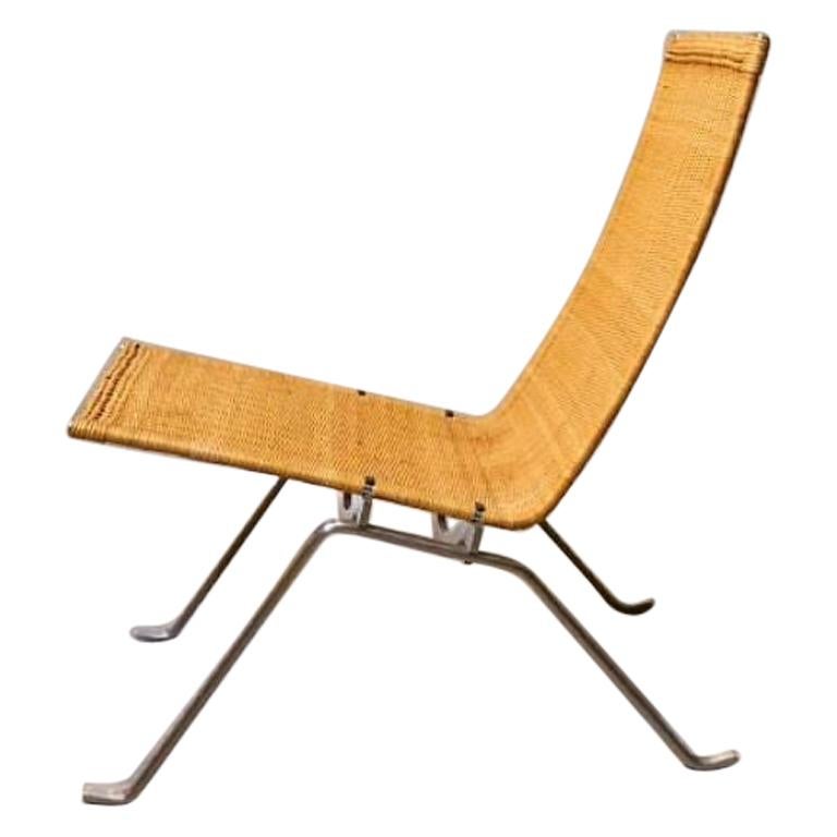 20th Century PK22 Rattan Minimalist Lounge Chair by Poul Kjærholm, Fritz Hansen