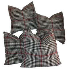 Vintage 20th Century Plaid Pillows, Set of Four