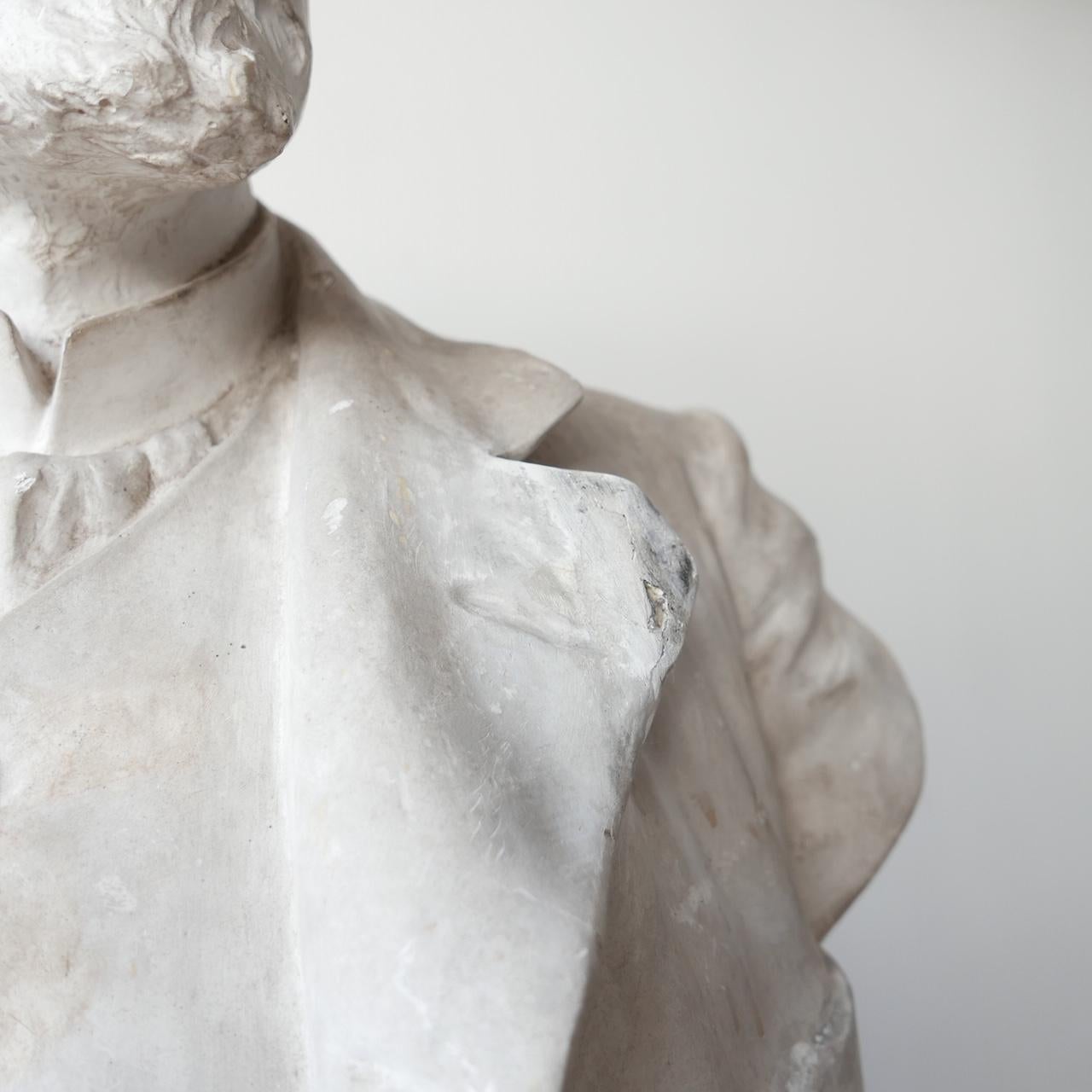 20th Century Plaster Bust of a Gentlemen For Sale 9