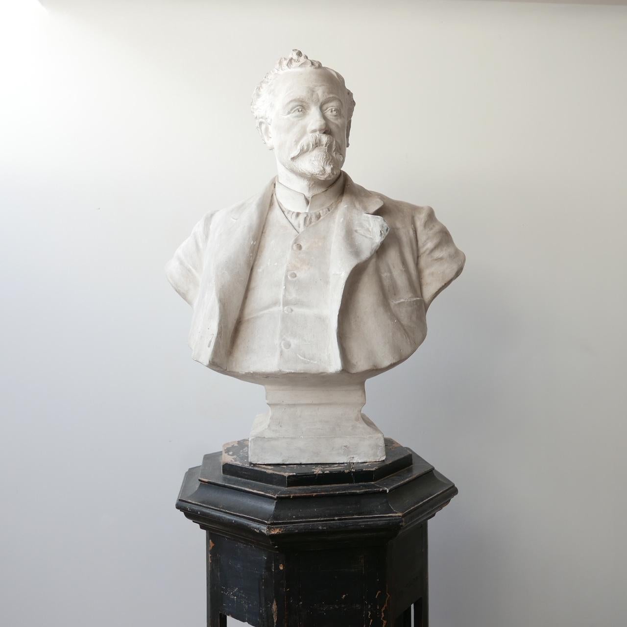 20th Century Plaster Bust of a Gentlemen For Sale 12