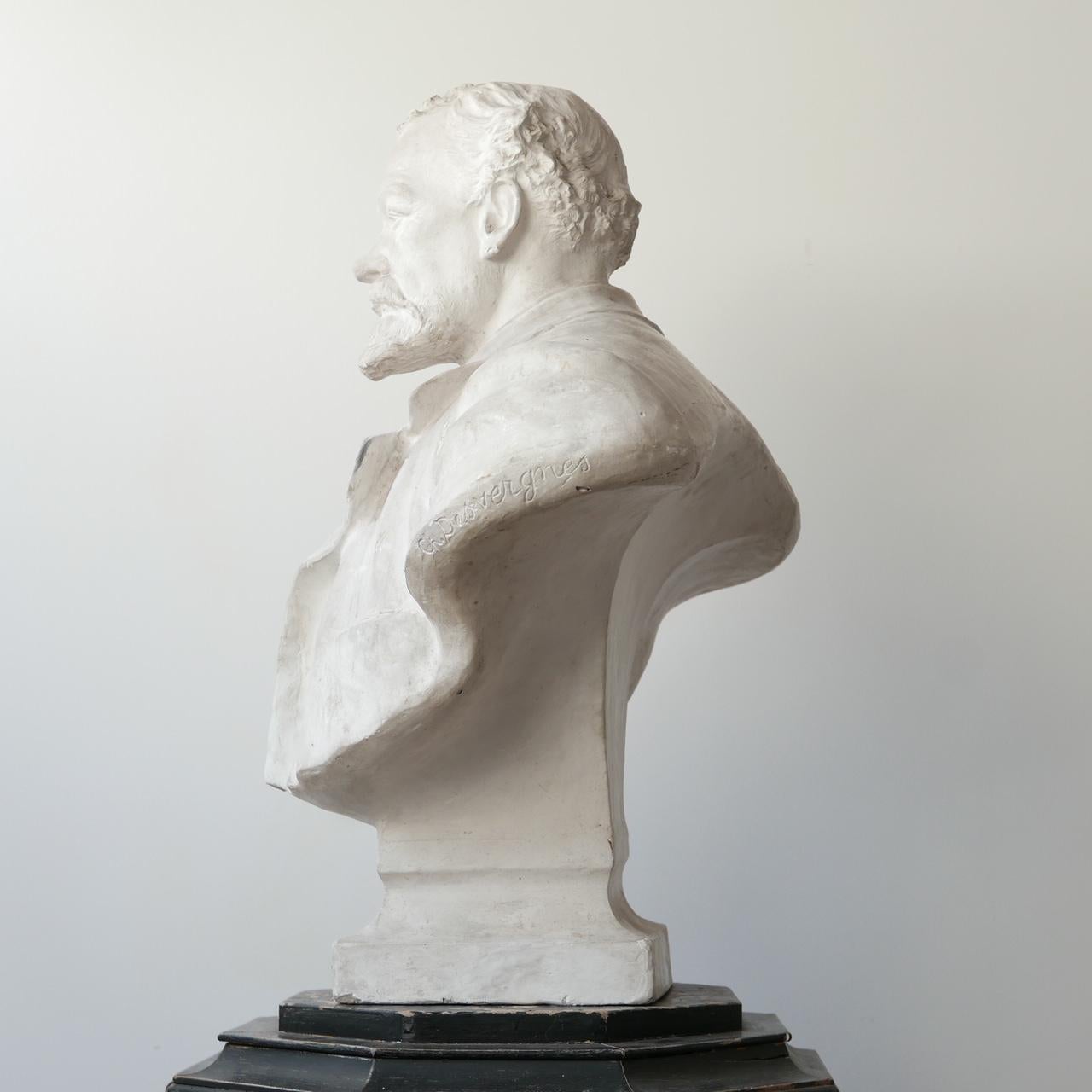 20th Century Plaster Bust of a Gentlemen For Sale 3