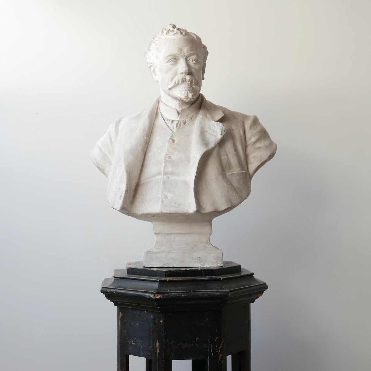 20th Century Plaster Bust of a Gentlemen For Sale 5