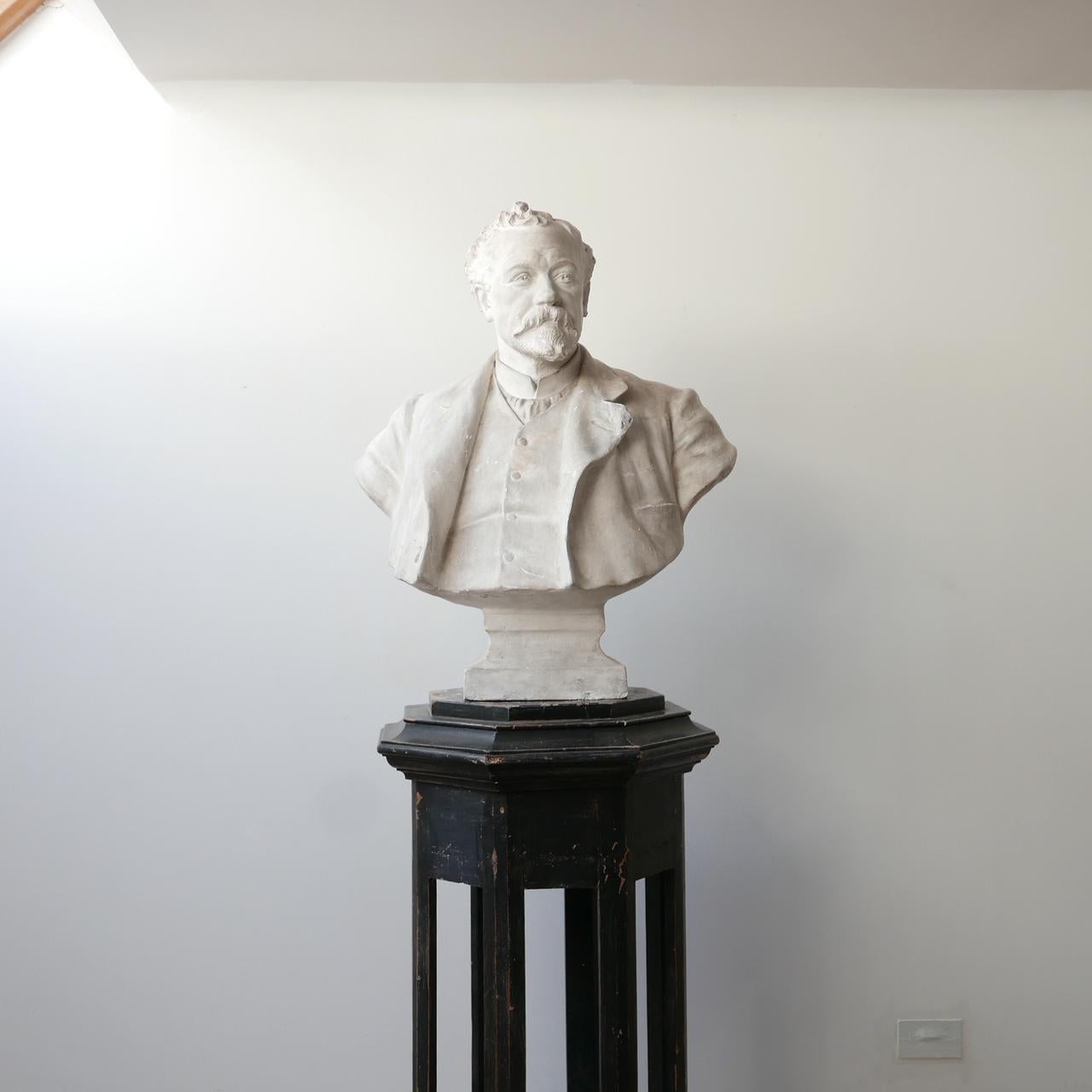20th Century Plaster Bust of a Gentlemen For Sale 6