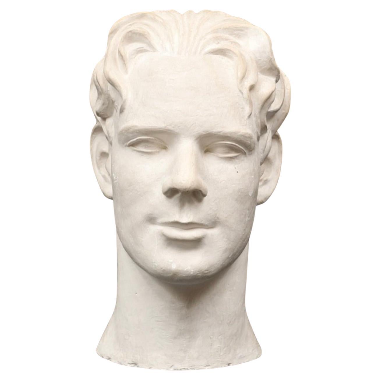 20th Century Plaster Bust of a Man by Stina Edman
