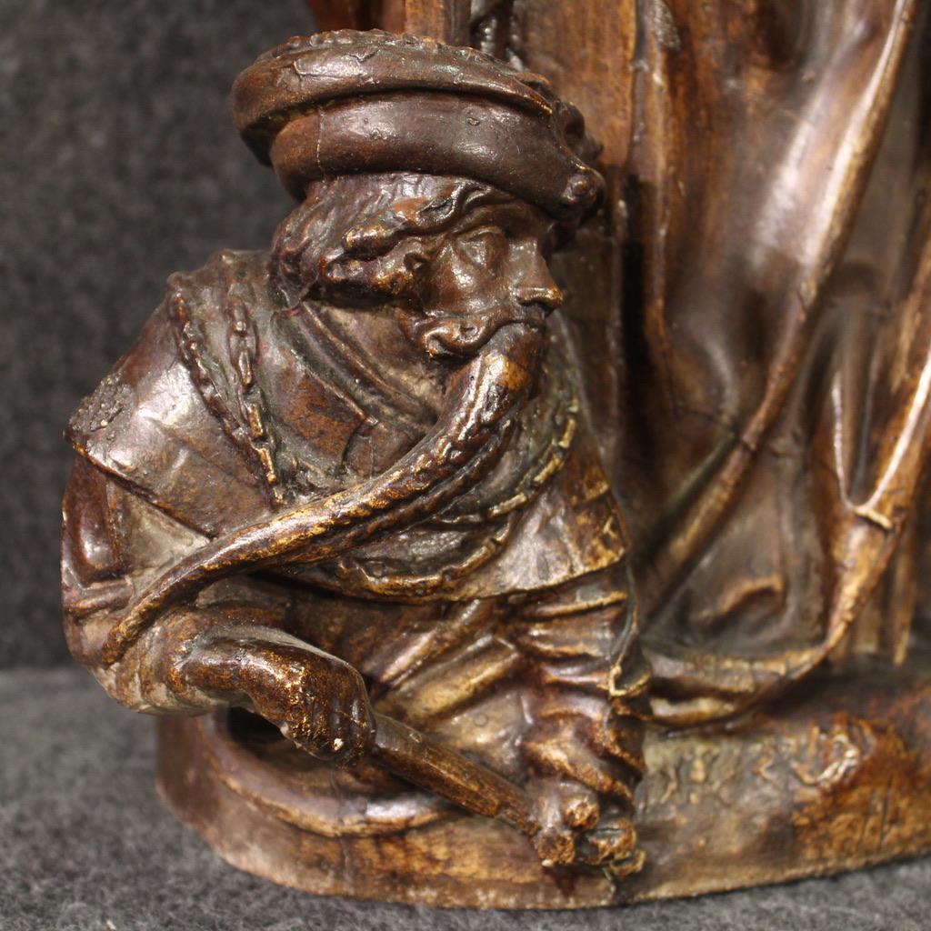 Sculpture religieuse flamande en plâtre du 20e siècle Sainte Catherine d'Alexandrie en vente 4