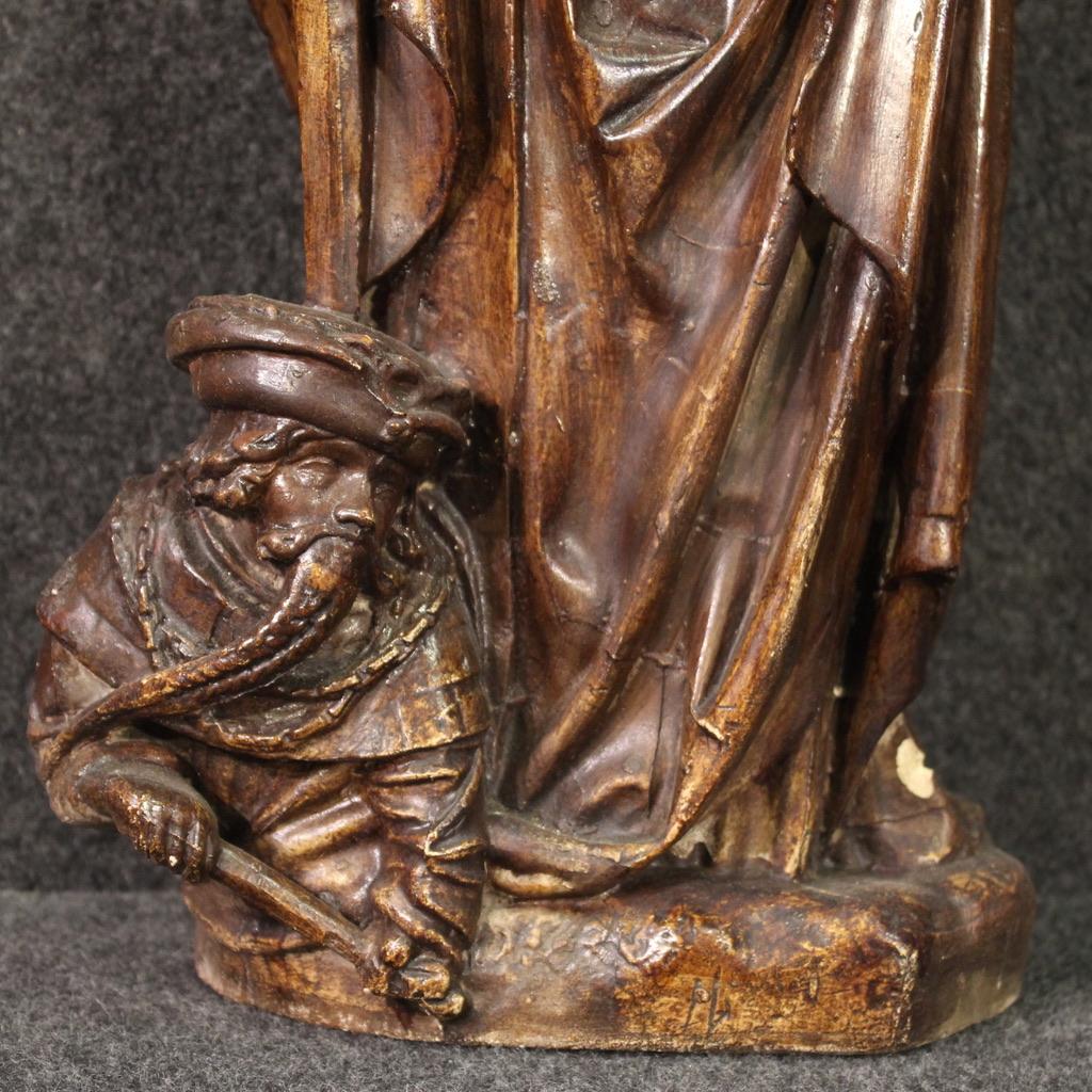 Dutch 20th Century Plaster Flemish Religious Sculpture Saint Catherine of Alexandria For Sale