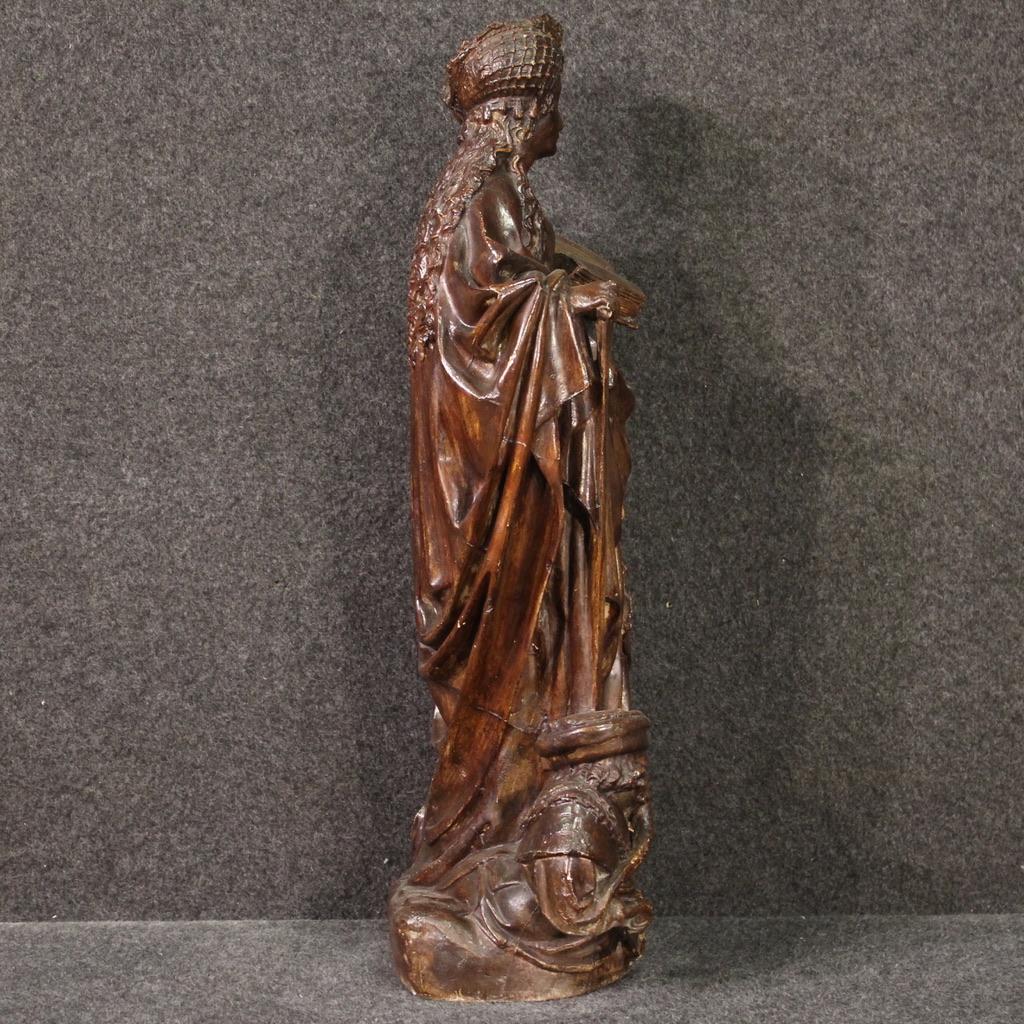 Mid-20th Century Sculpture religieuse flamande en plâtre du 20e siècle Sainte Catherine d'Alexandrie en vente