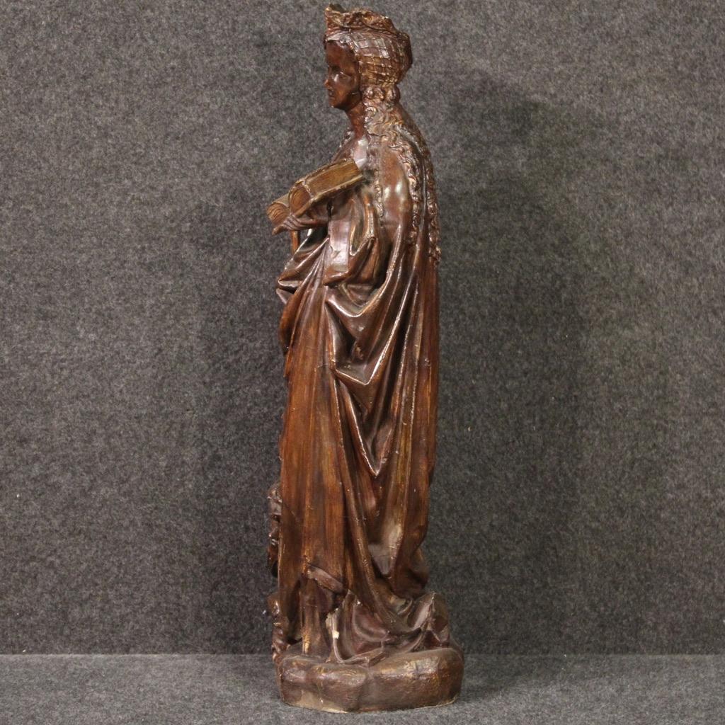 20th Century Plaster Flemish Religious Sculpture Saint Catherine of Alexandria For Sale 1