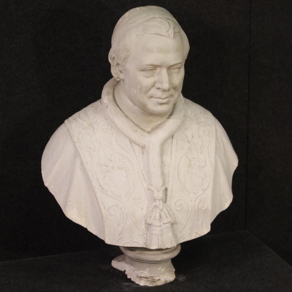 Mid-20th Century 20th Century Plaster Italian Prelate Half Bust Sculpture, 1950s For Sale