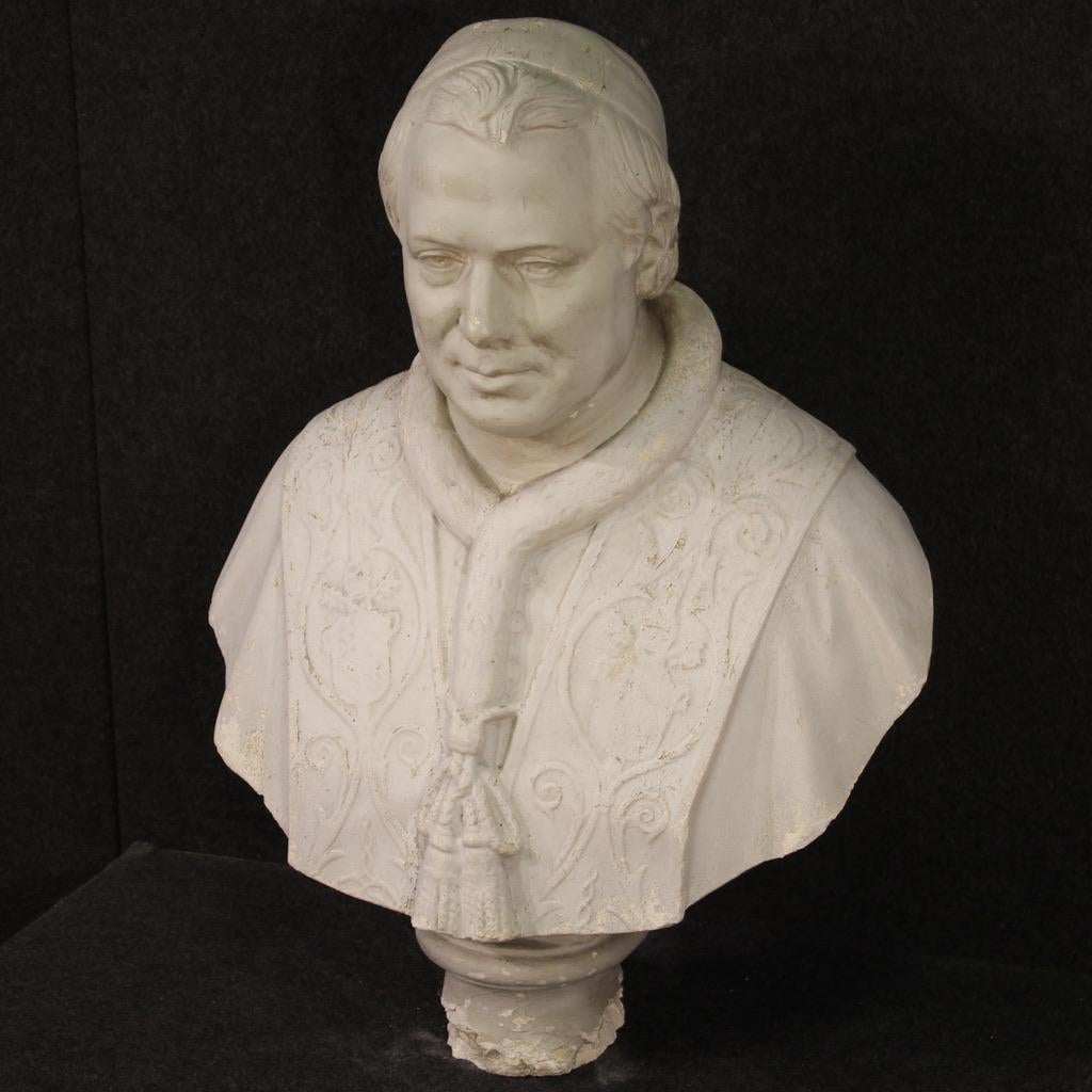 20th Century Plaster Italian Prelate Half Bust Sculpture, 1950s For Sale 1
