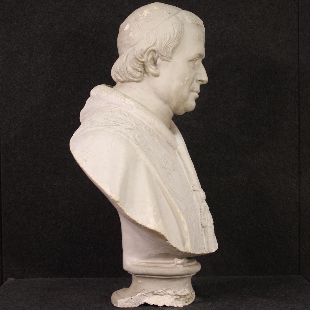 20th Century Plaster Italian Prelate Half Bust Sculpture, 1950s For Sale 3