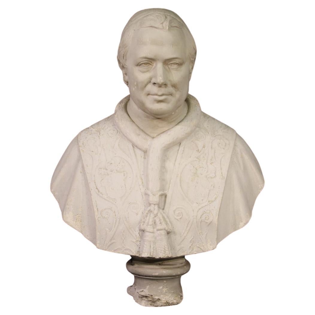 20th Century Plaster Italian Prelate Half Bust Sculpture, 1950s For Sale