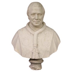Vintage 20th Century Plaster Italian Prelate Half Bust Sculpture, 1950s