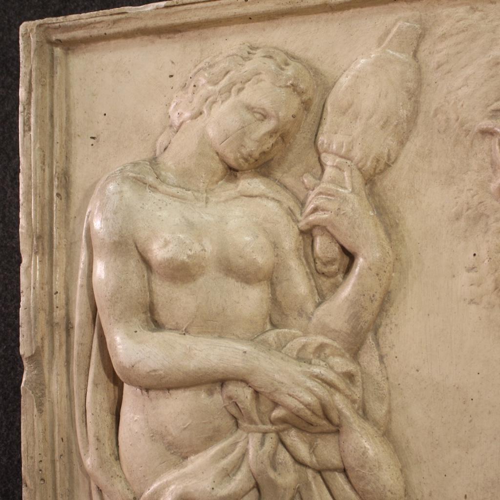20th Century Plaster Italian Religious Bas-Relief Sculpture Adam and Eve, 1960 In Good Condition For Sale In Vicoforte, Piedmont