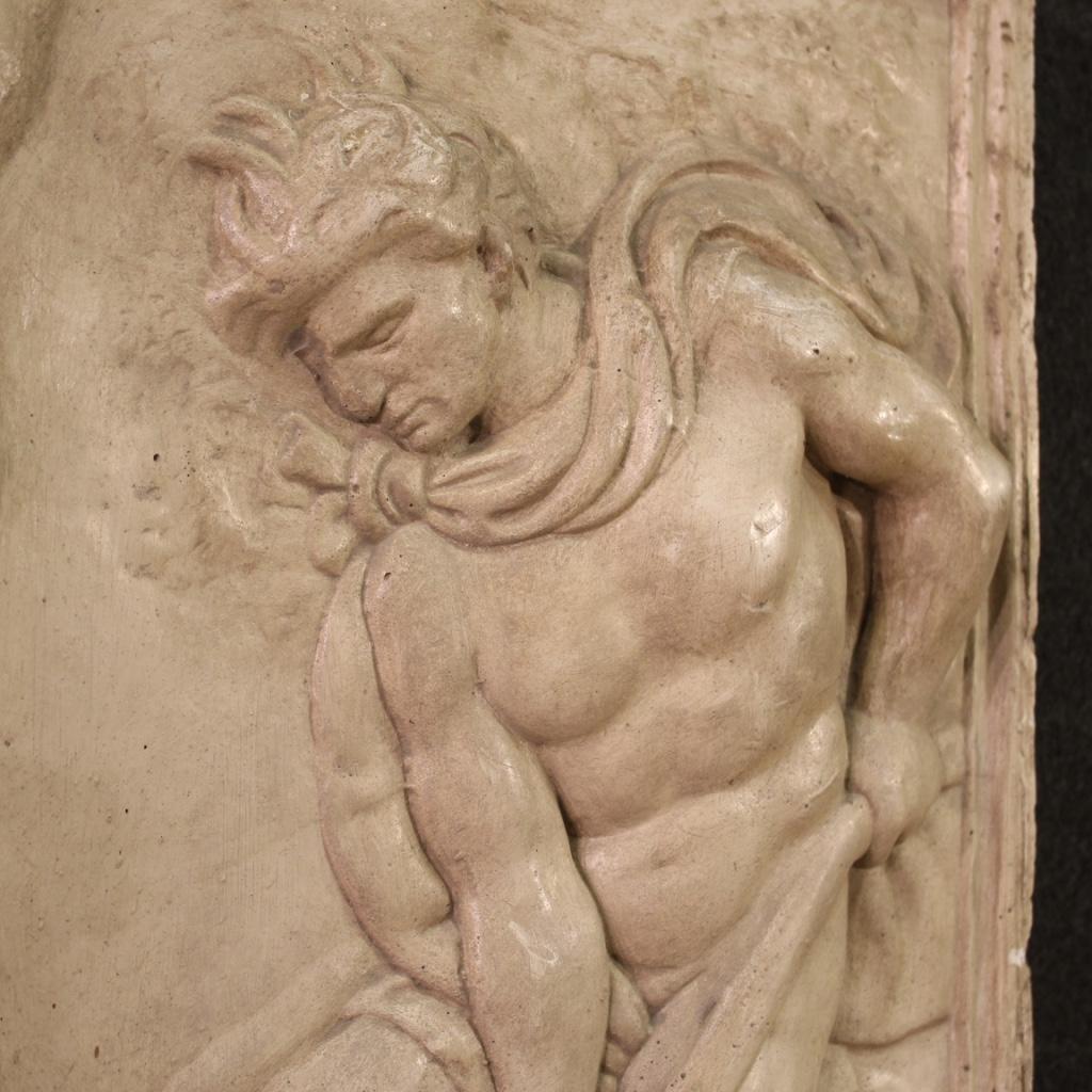 20th Century Plaster Italian Religious Bas-Relief Sculpture Adam and Eve, 1960 For Sale 1