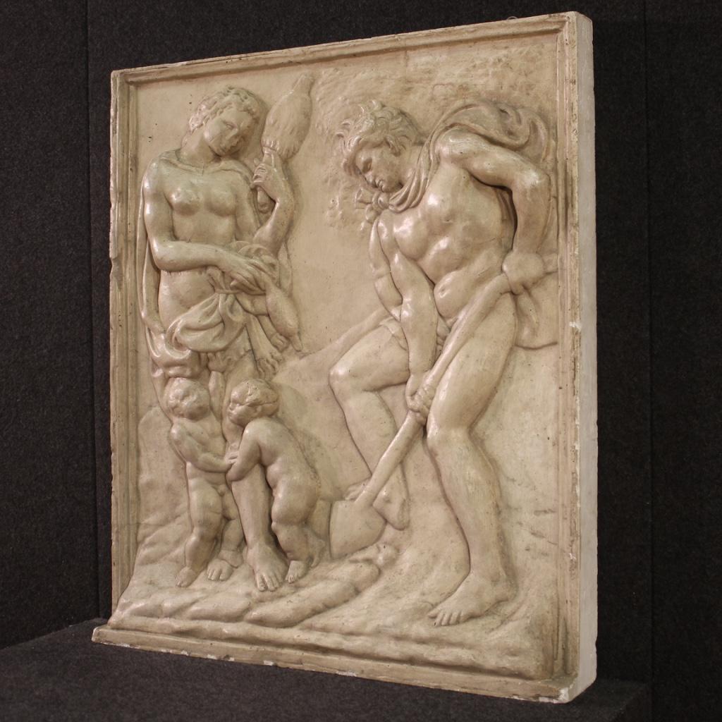 20th Century Plaster Italian Religious Bas-Relief Sculpture Adam and Eve, 1960 For Sale 2