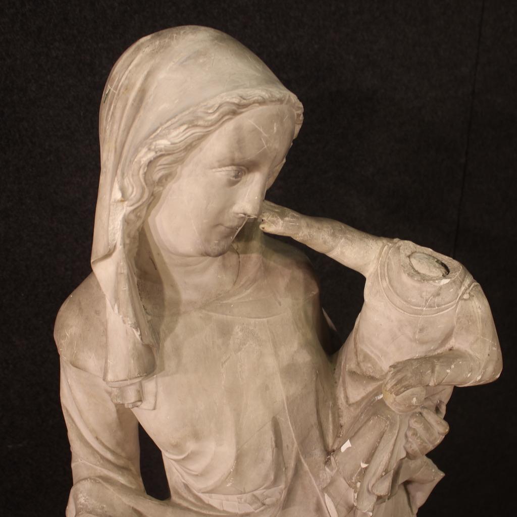 20th Century Plaster Italian Religious Sculpture Madonna with Child, 1920 For Sale 6