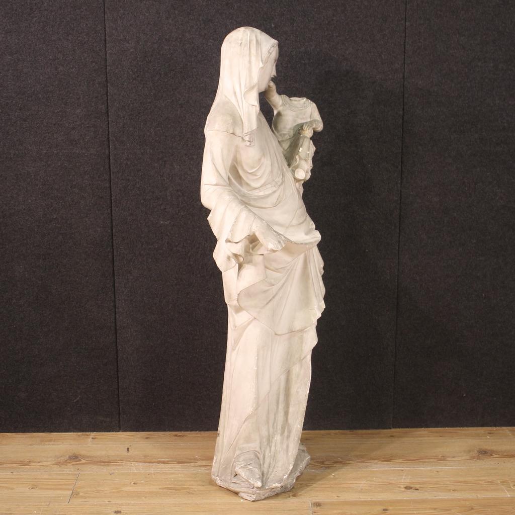 Italienische religiöse italienische Gipsskulptur Madonna mit Kind aus Gips des 20. Jahrhunderts, 1920 im Zustand „Gut“ im Angebot in Vicoforte, Piedmont