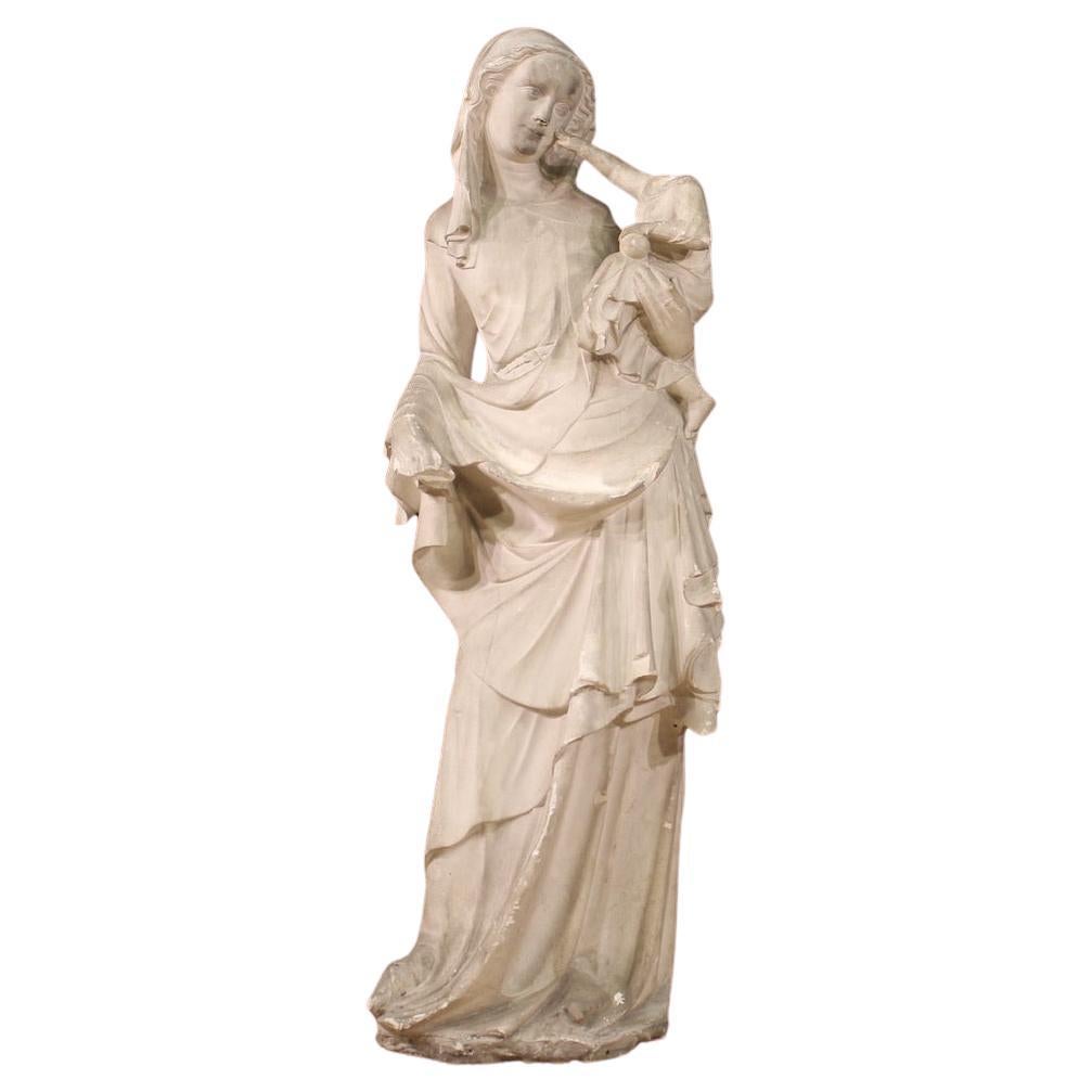 20th Century Plaster Italian Religious Sculpture Madonna with Child, 1920 For Sale