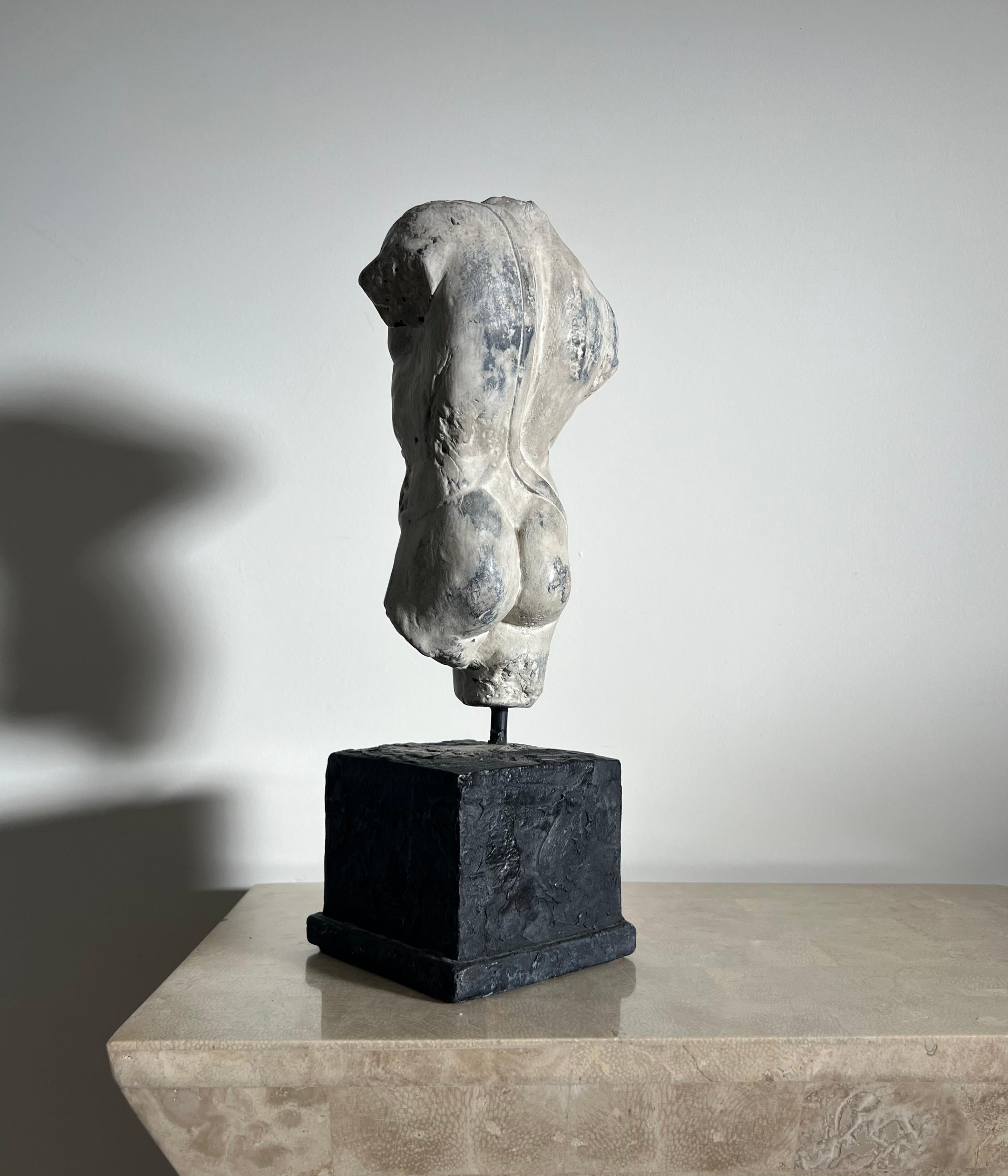 Neoclassical 20th Century Plaster Statue of Nude Male Torso, D’après the Classics