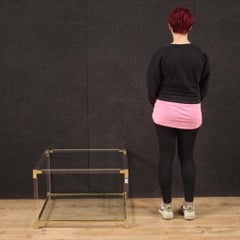 Table basse italienne en plexiglas et métal doré du 20e siècle, 1980