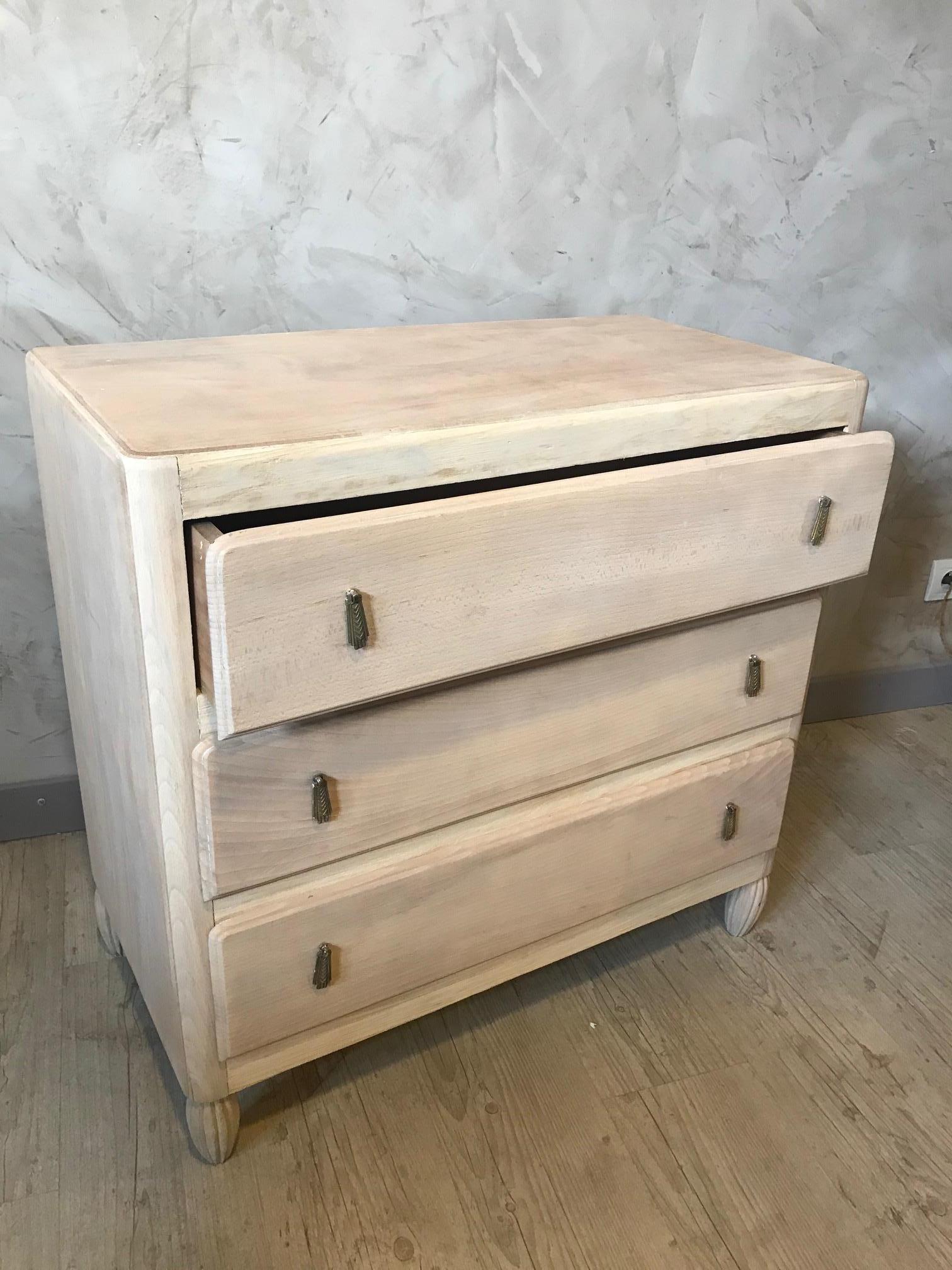 20th Century Plywood French Art Deco Style Pickled Chests of Drawer, 1950s For Sale 4