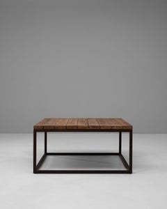 20th Century Polish Metal Coffee Table With Wooden Top