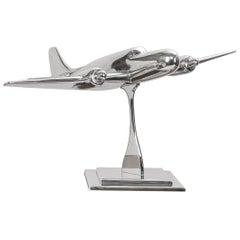 20th Century Polished Aluminium Model of a Bomber Airplane, circa 1950