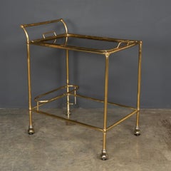 20th Century Polished Brass & Glass Drinks Trolley, c.1970