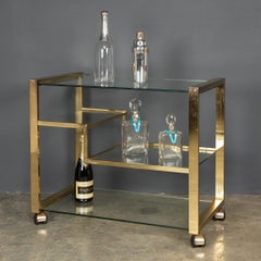 20th Century Polished Brass & Glass Drinks Trolley, c.1970